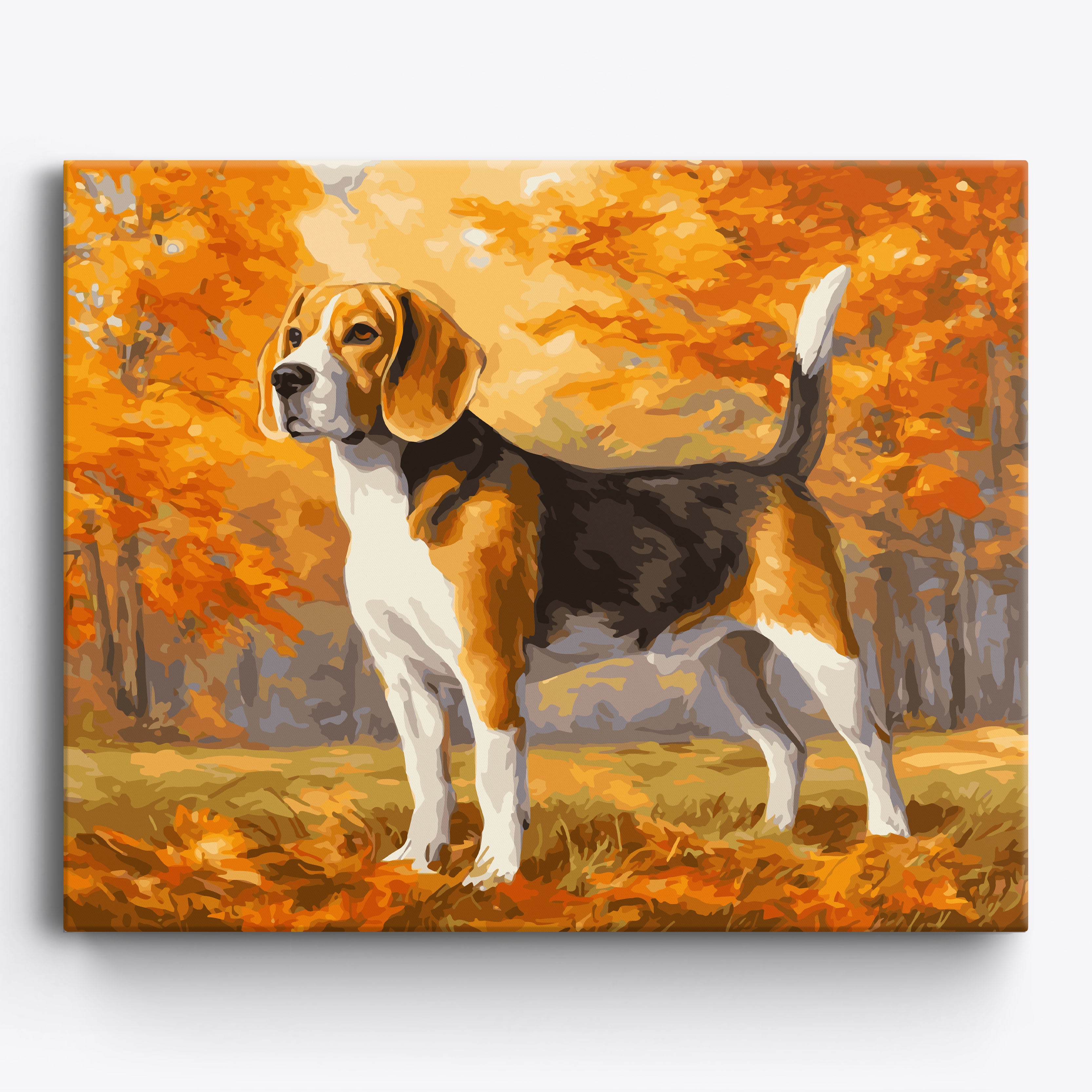 Beagle in the Fall Framed / 50x40cm
