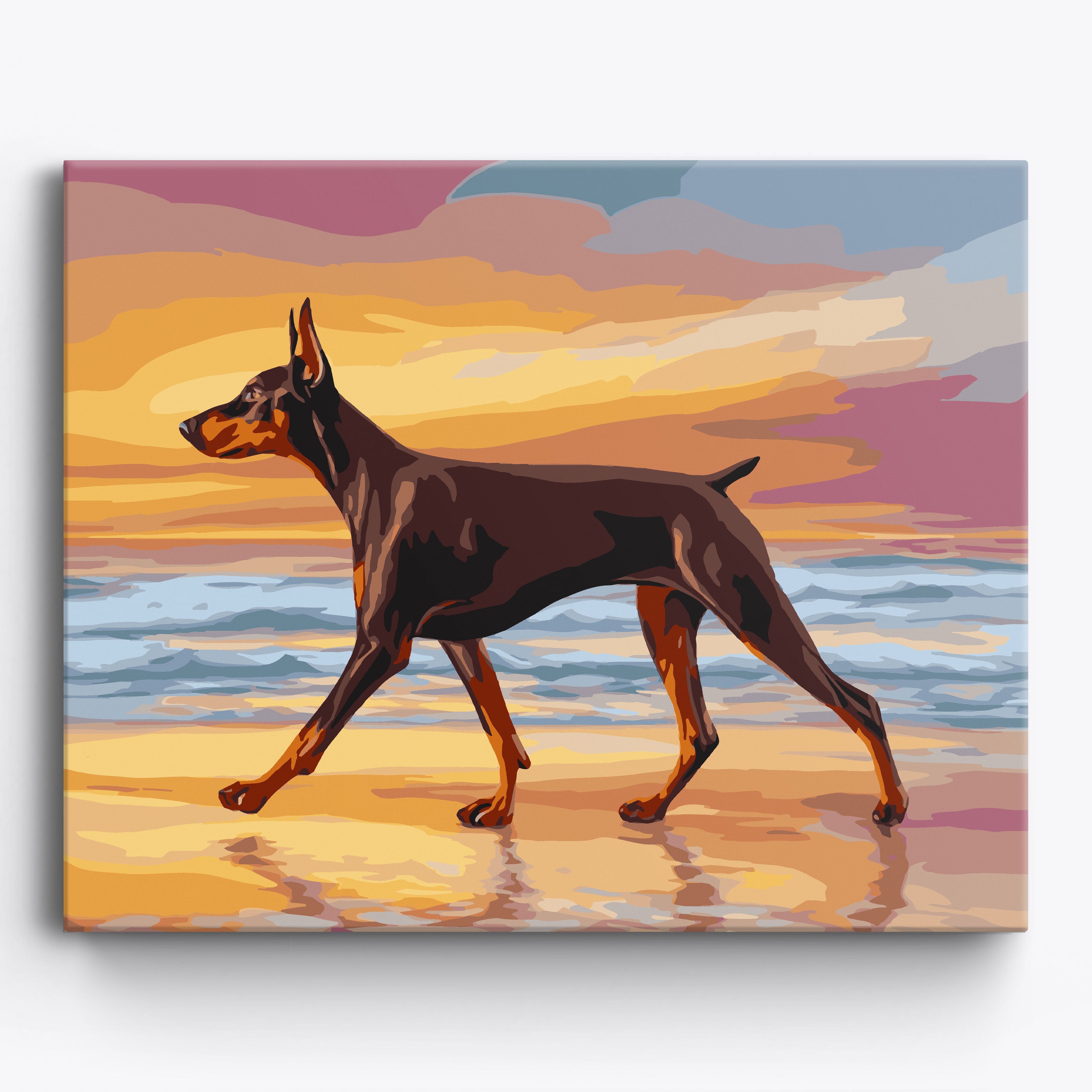 Sunset Doberman Framed / 50x40cm