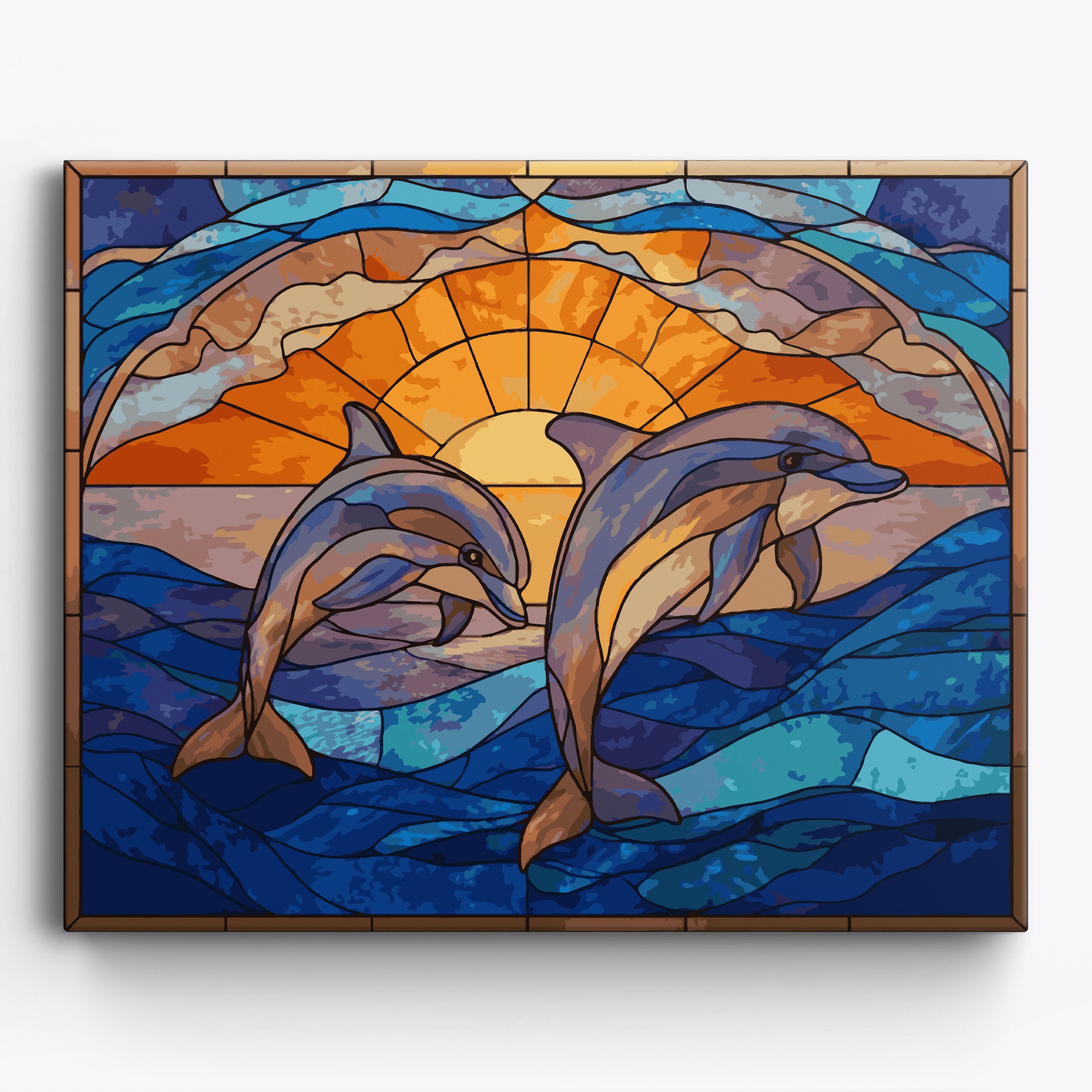 Twin Dolphin Dance Framed / 50x40cm