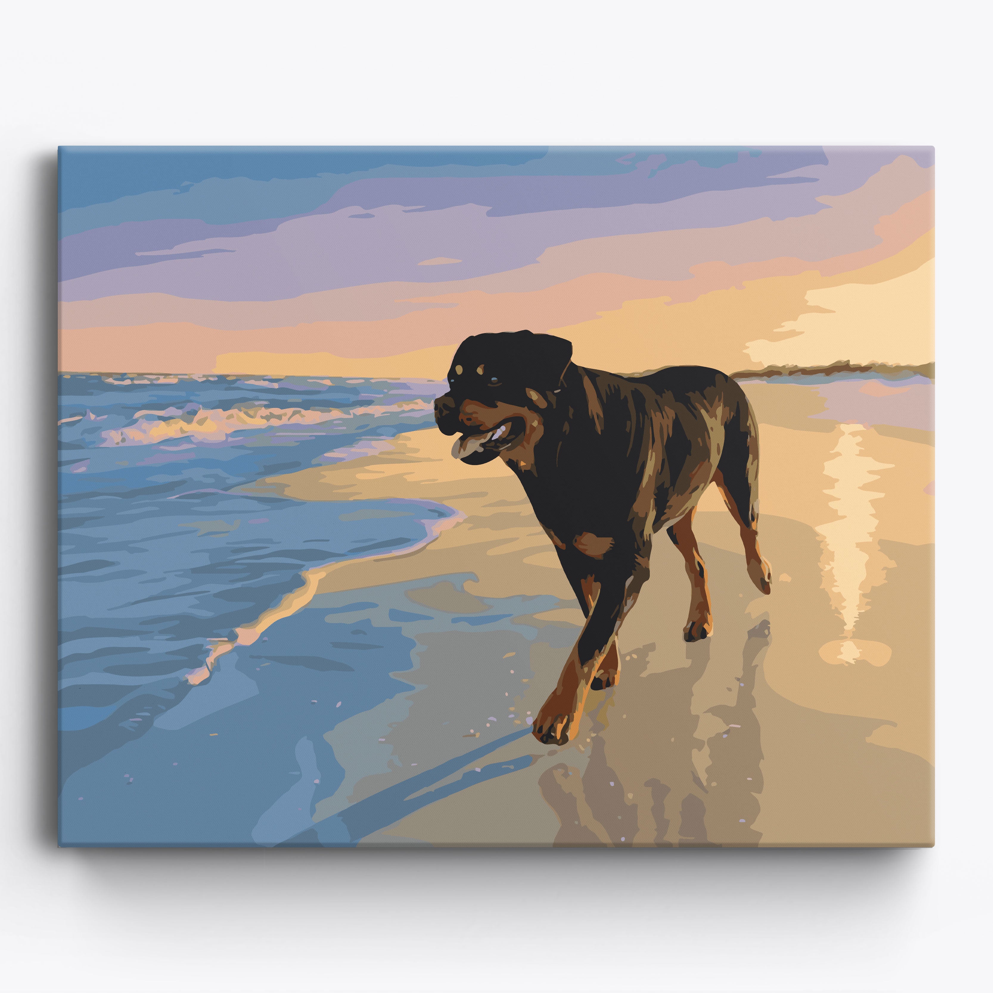 Rottweiler Beach Framed / 50x40cm