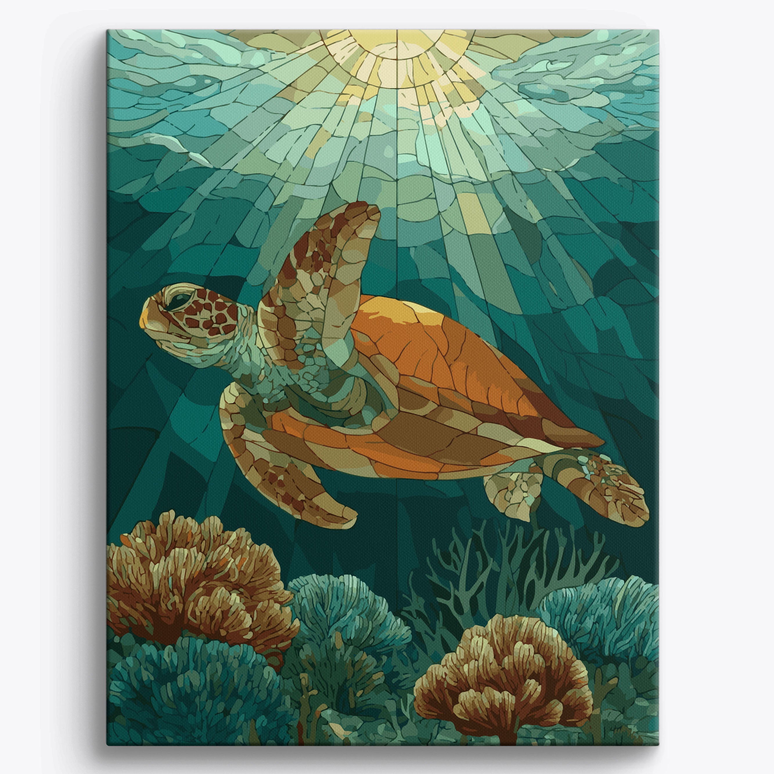 Stained Sea Turtle Framed / 40x50cm