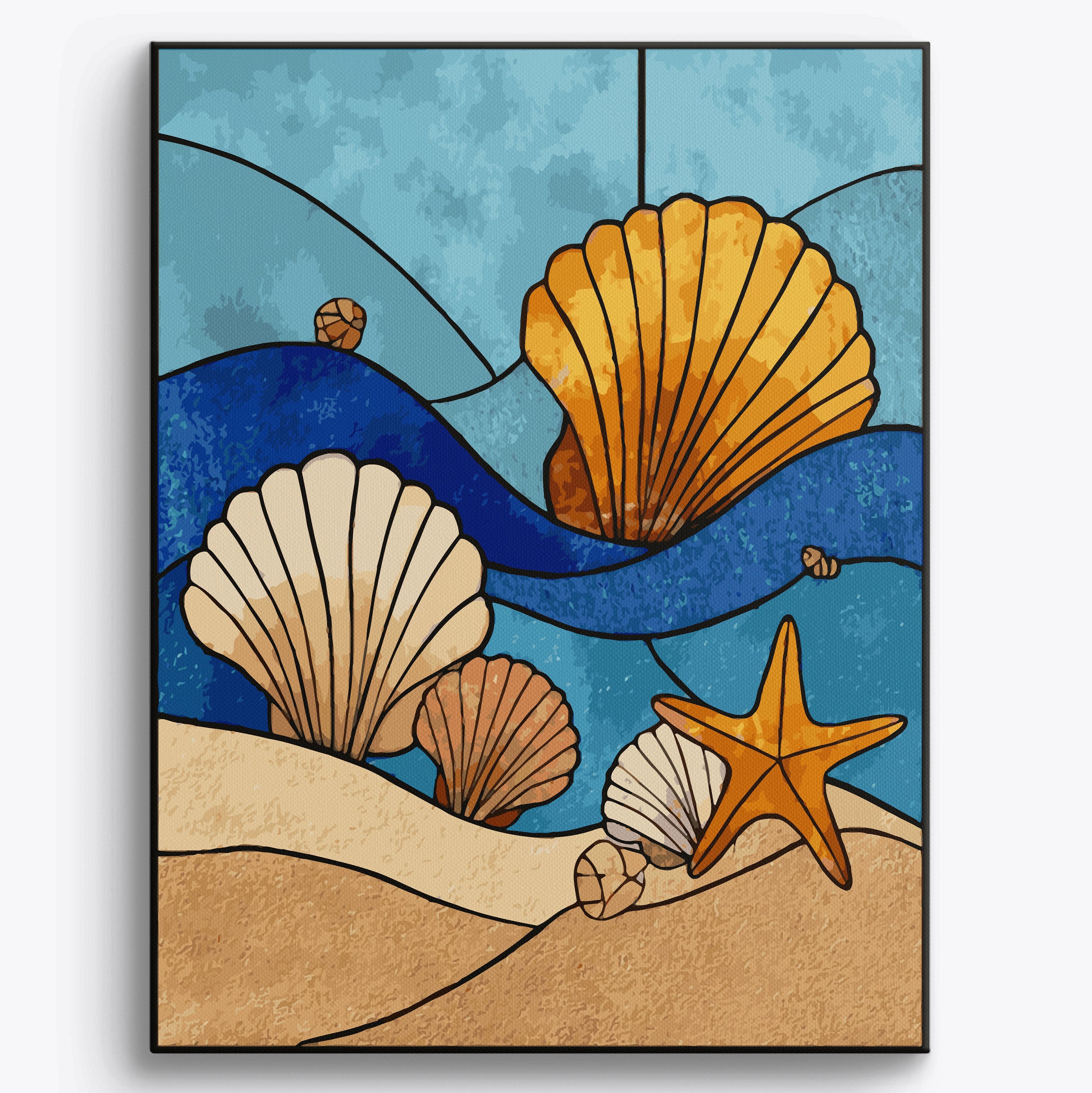 Stainedglass Seashells Framed / 40x50cm