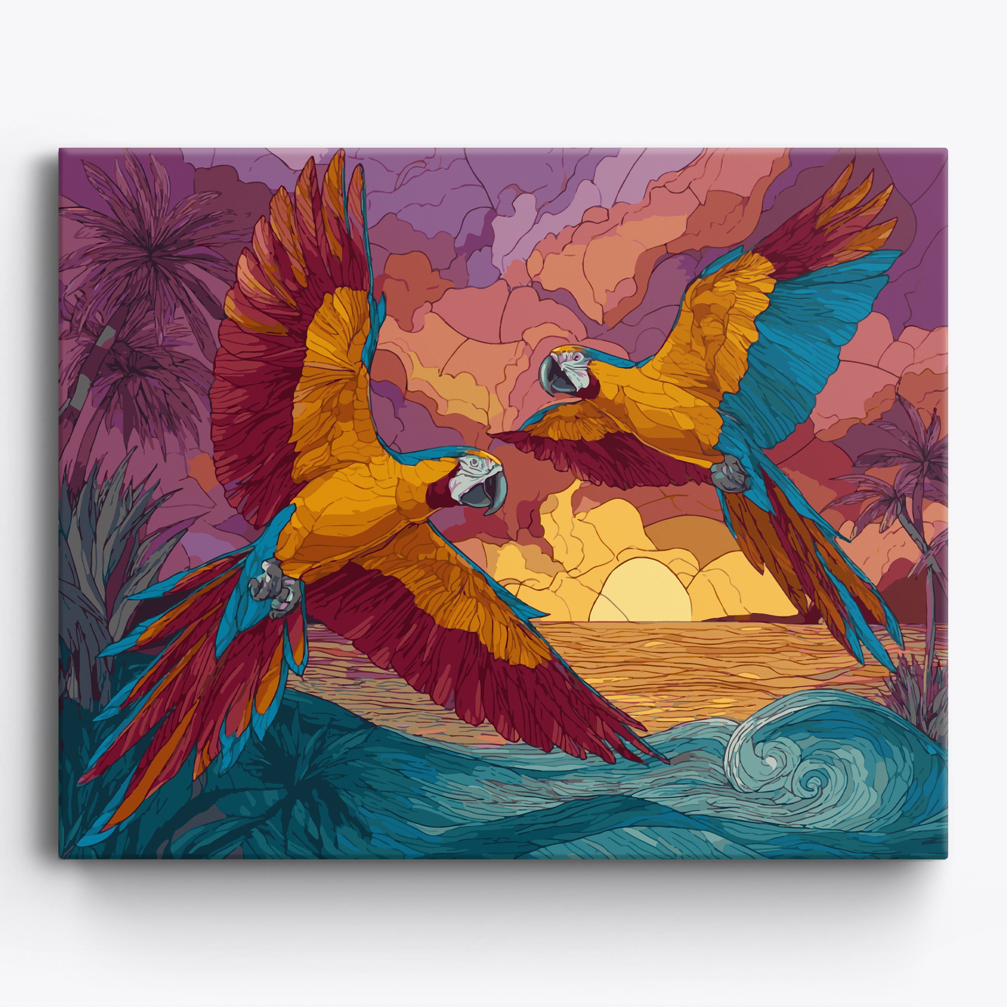 Twin Parrots Framed / 50x40cm
