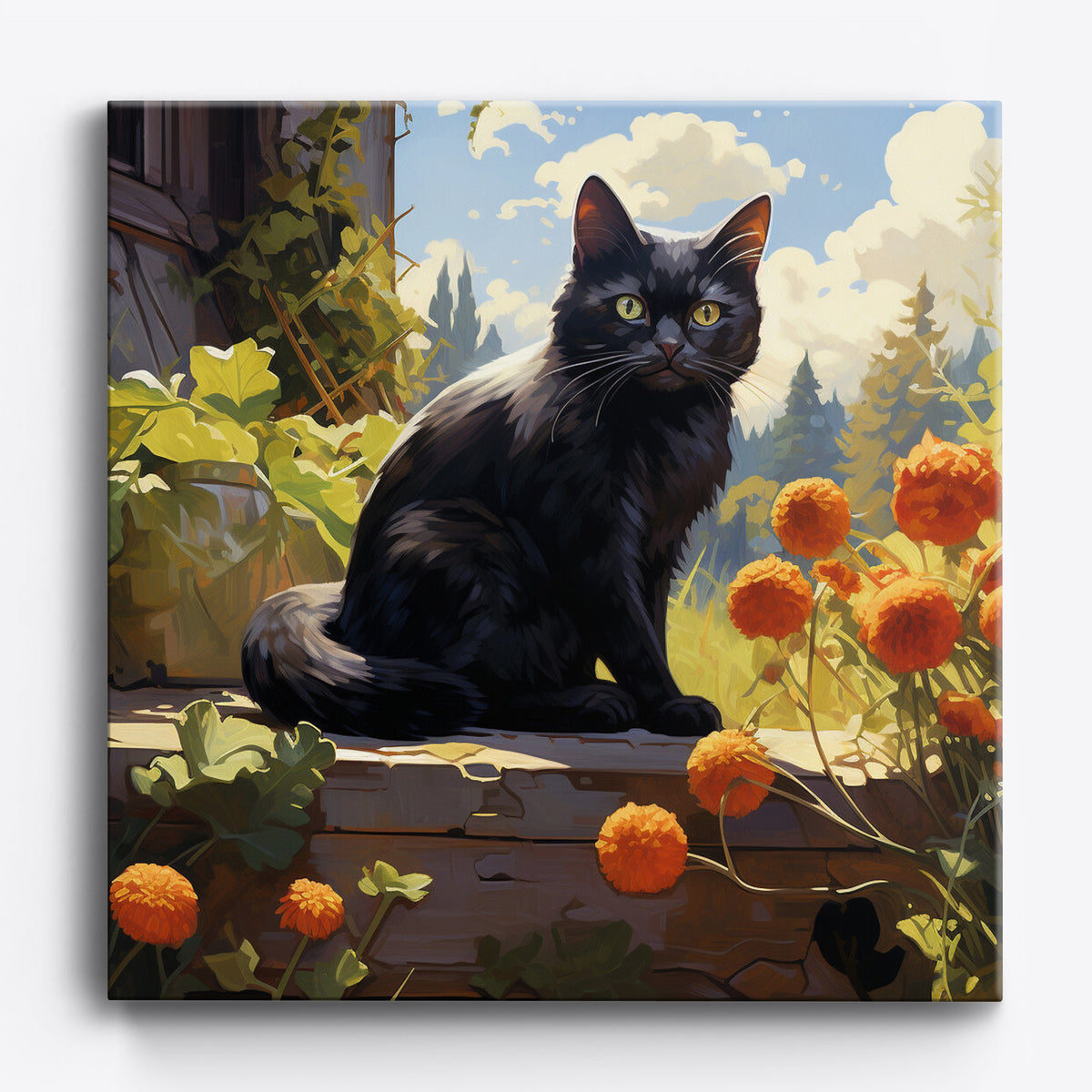 Black Cat Blooms | Paint by Numbers Kit by Craftoria