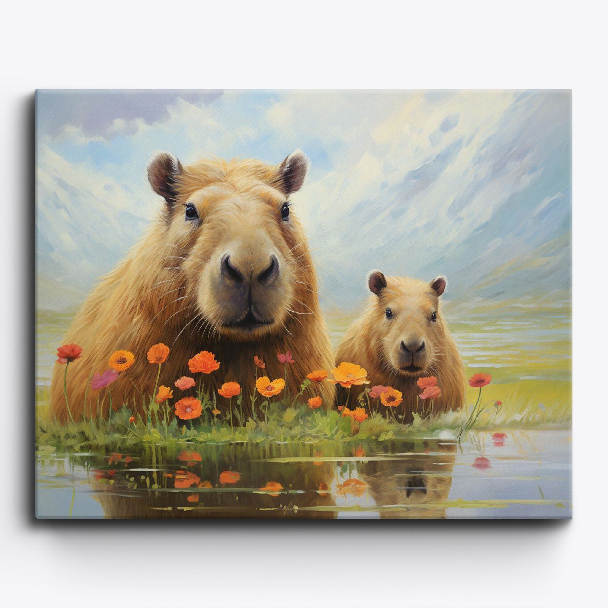 Capybara Floral Highlight Paint by Numbers Kit by Craftoria