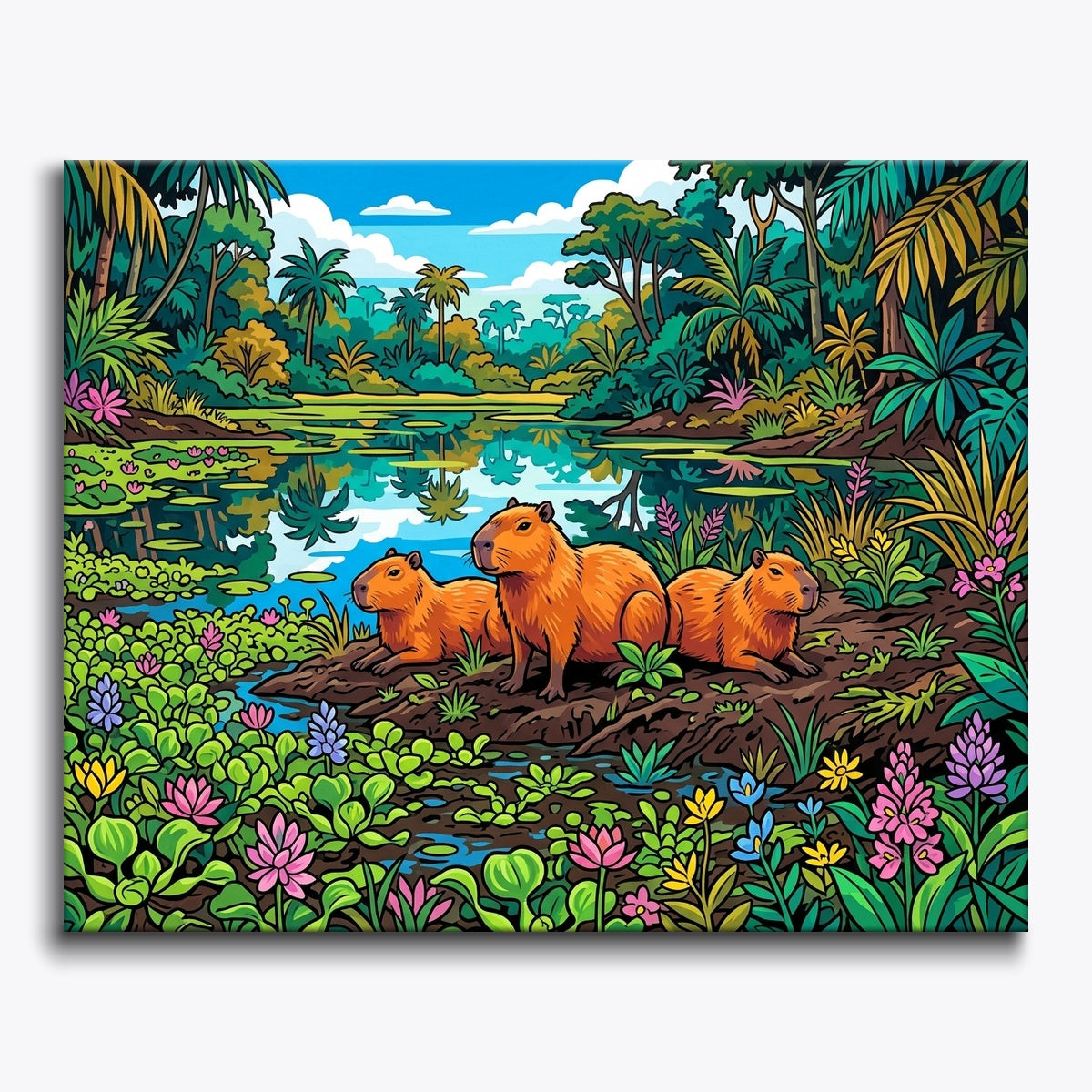 Capybaras by Water