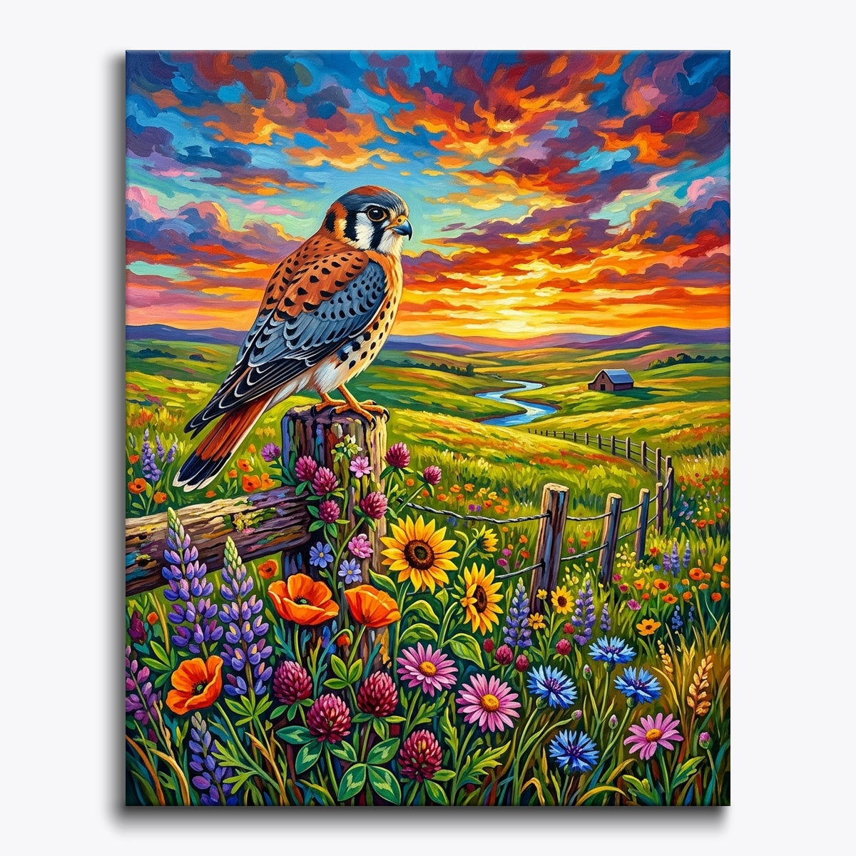 Prairie Kestrel paint by numbers kit