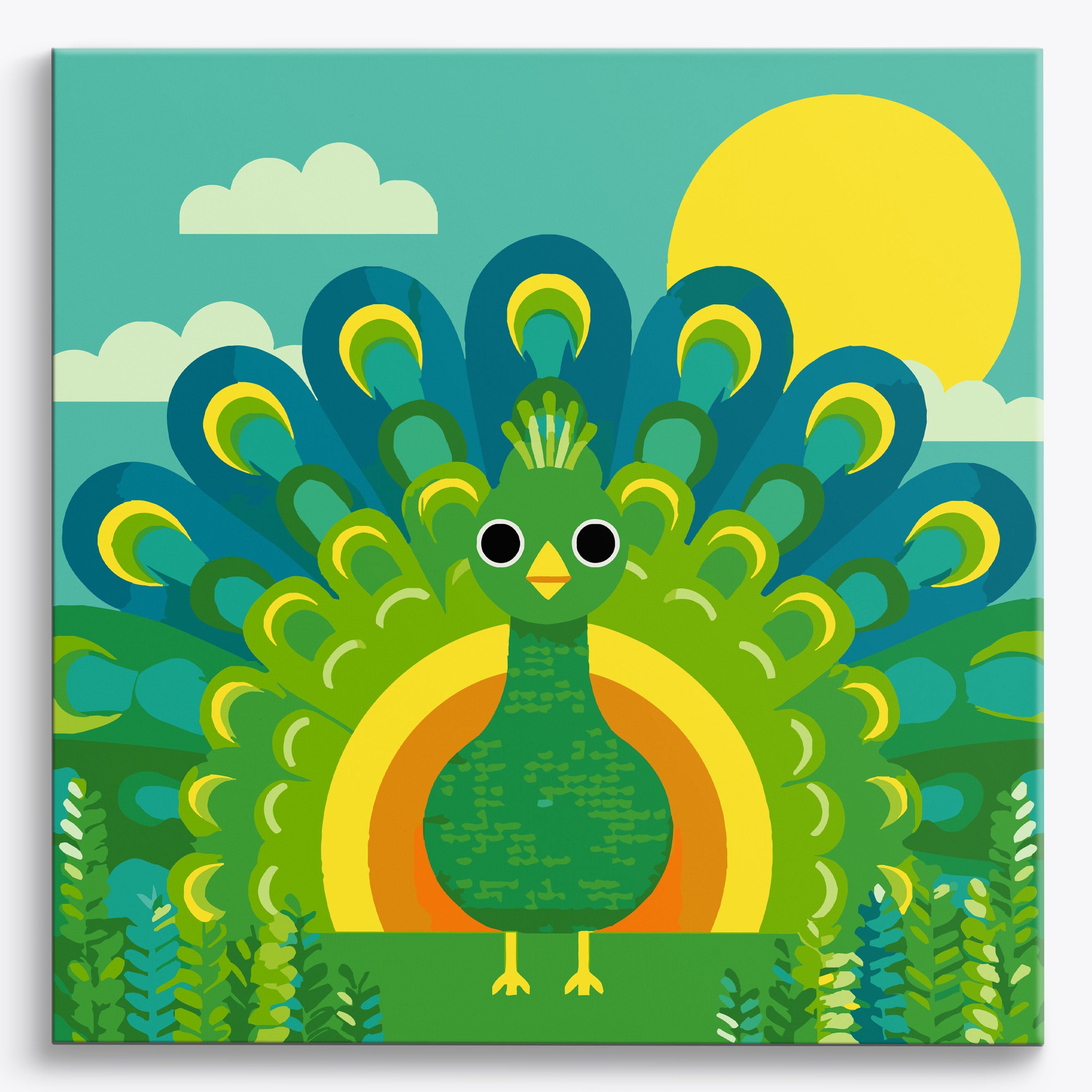 Emerald Feather Dance No Frame / 40x40cm
