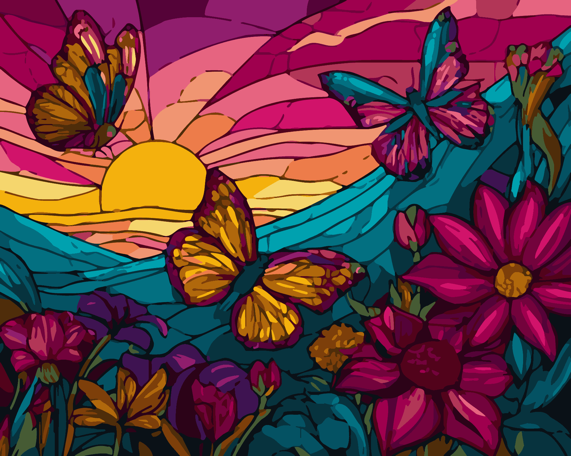 Colorful Butterfly Glass