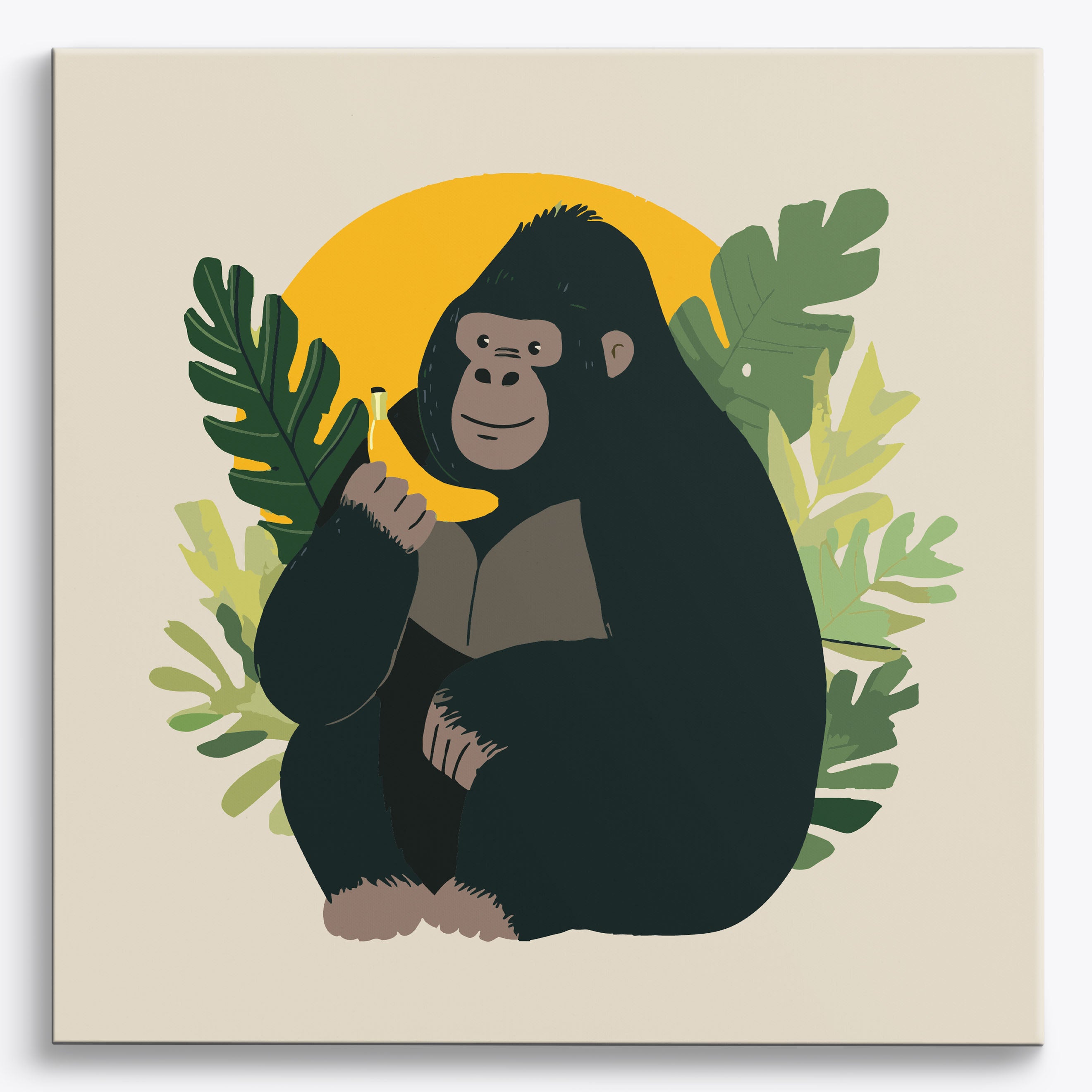 Leafy Primate Pose No Frame / 40x40cm