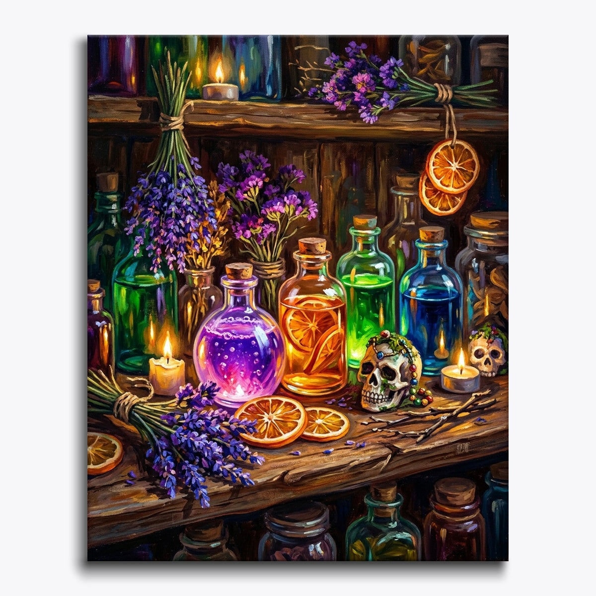 Apothecary Shelf Of Glowing Potions