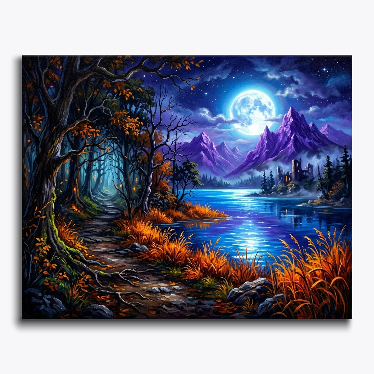 Haunted Lake Under Full Moon