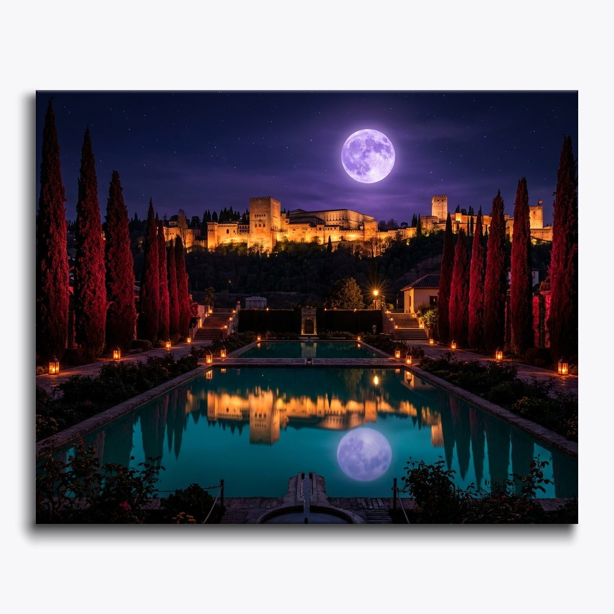 Alhambra Reflected In Teal Pools