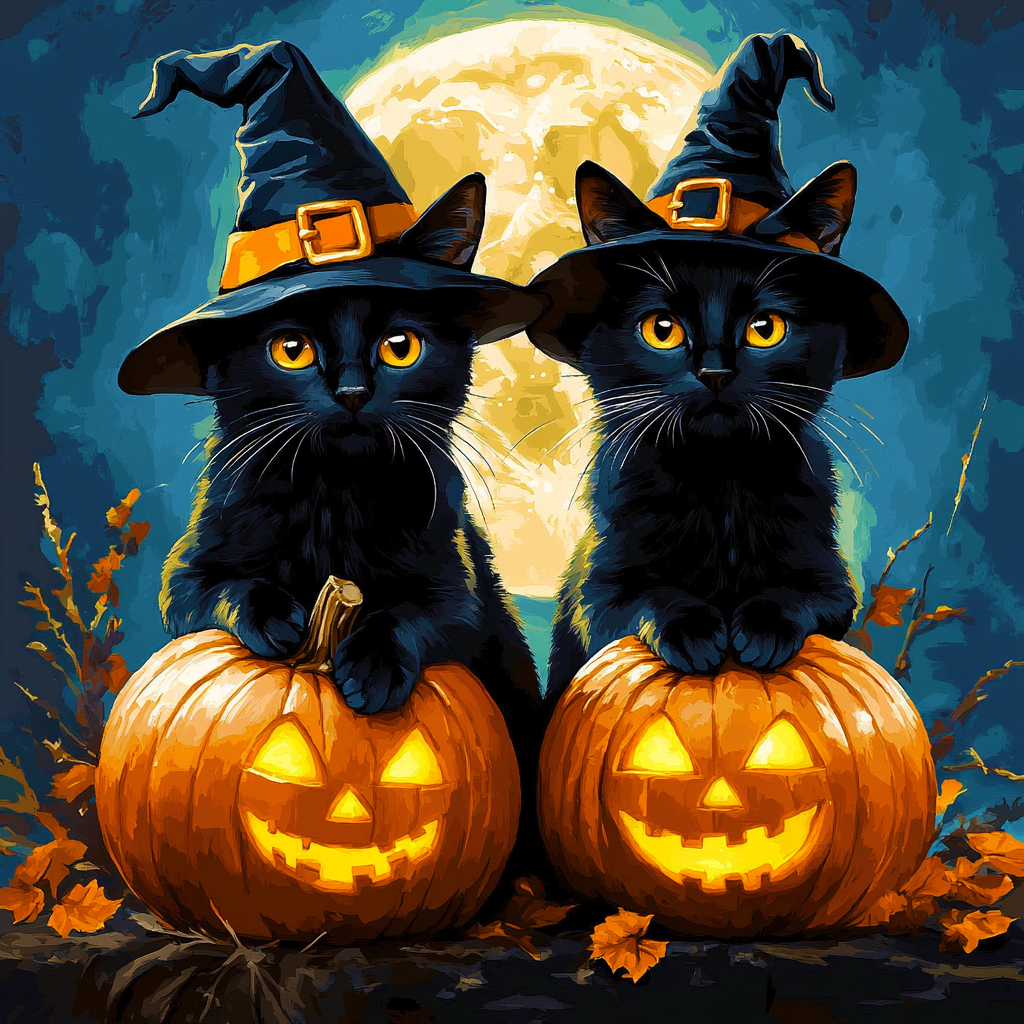 Chats au clair de lune