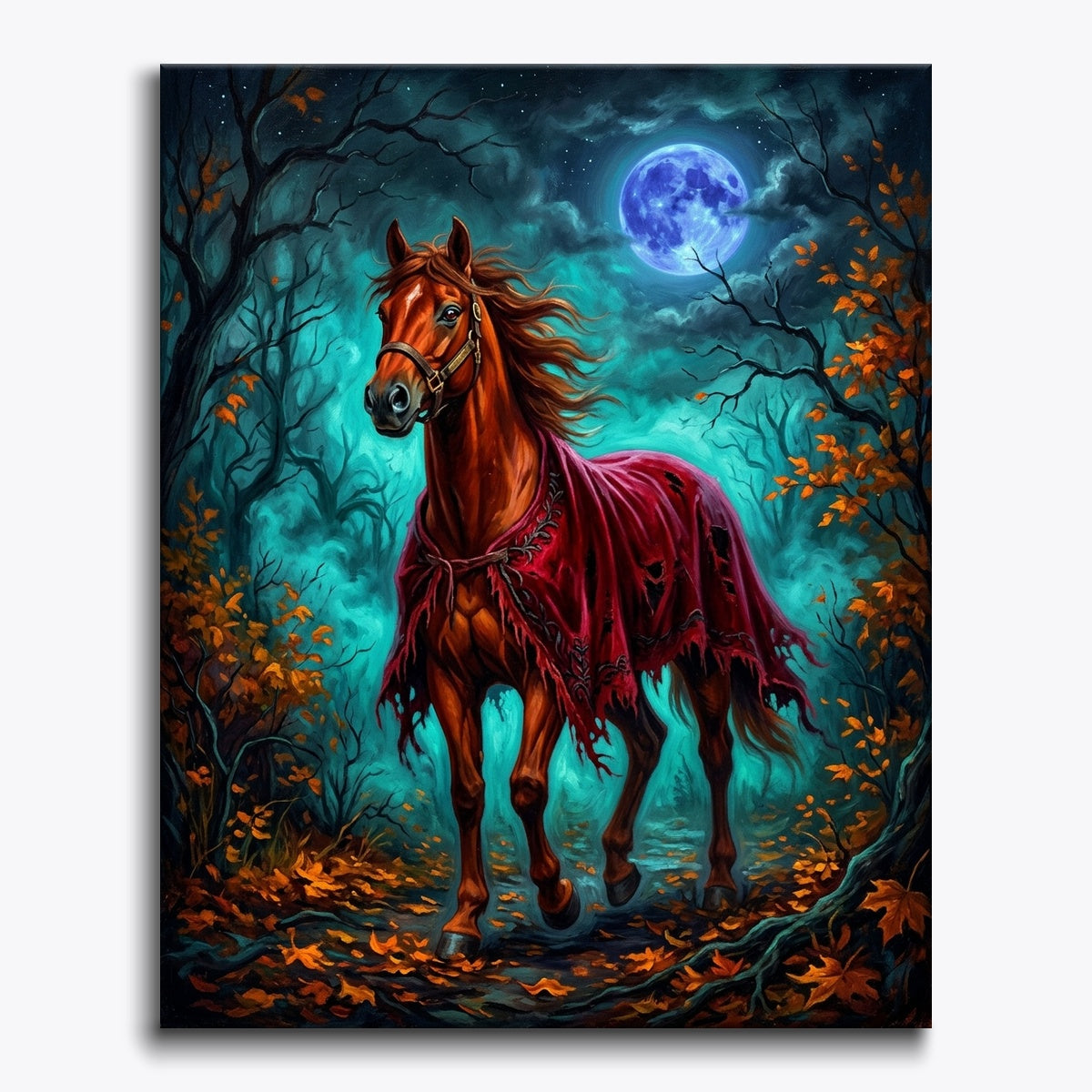 Chestnut Horse Under Indigo Moon