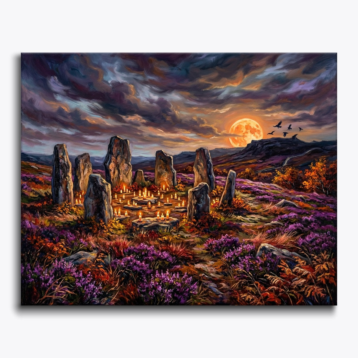 Ancient Stones Under Orange Moonrise