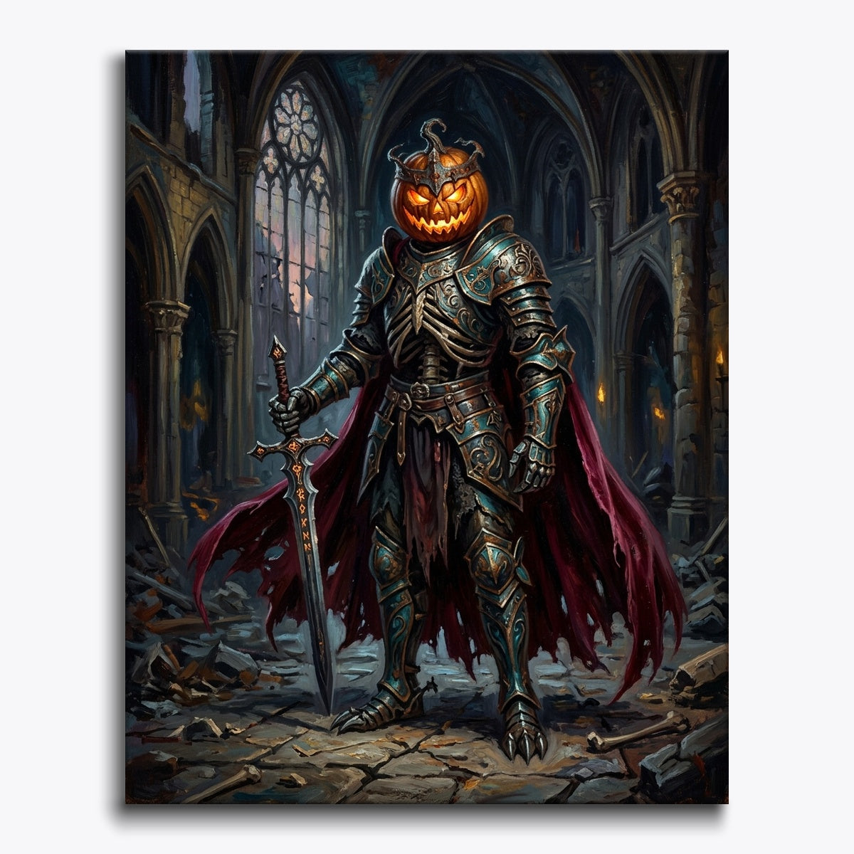 Skeletal Knight With Pumpkin Helmet