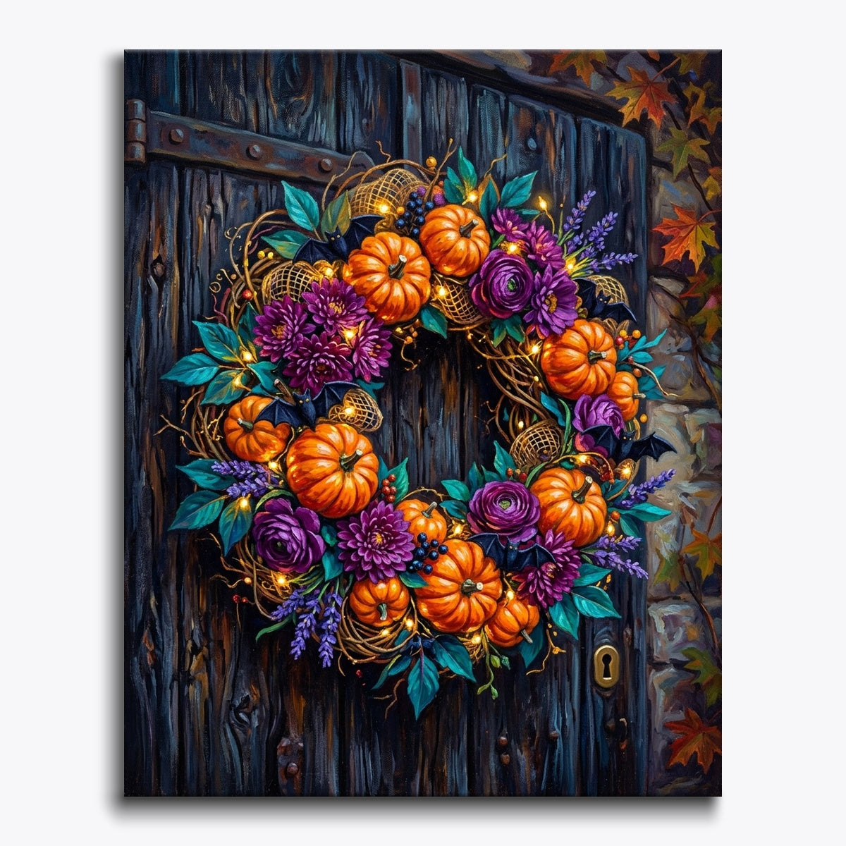 Festive Pumpkin Wreath On Door