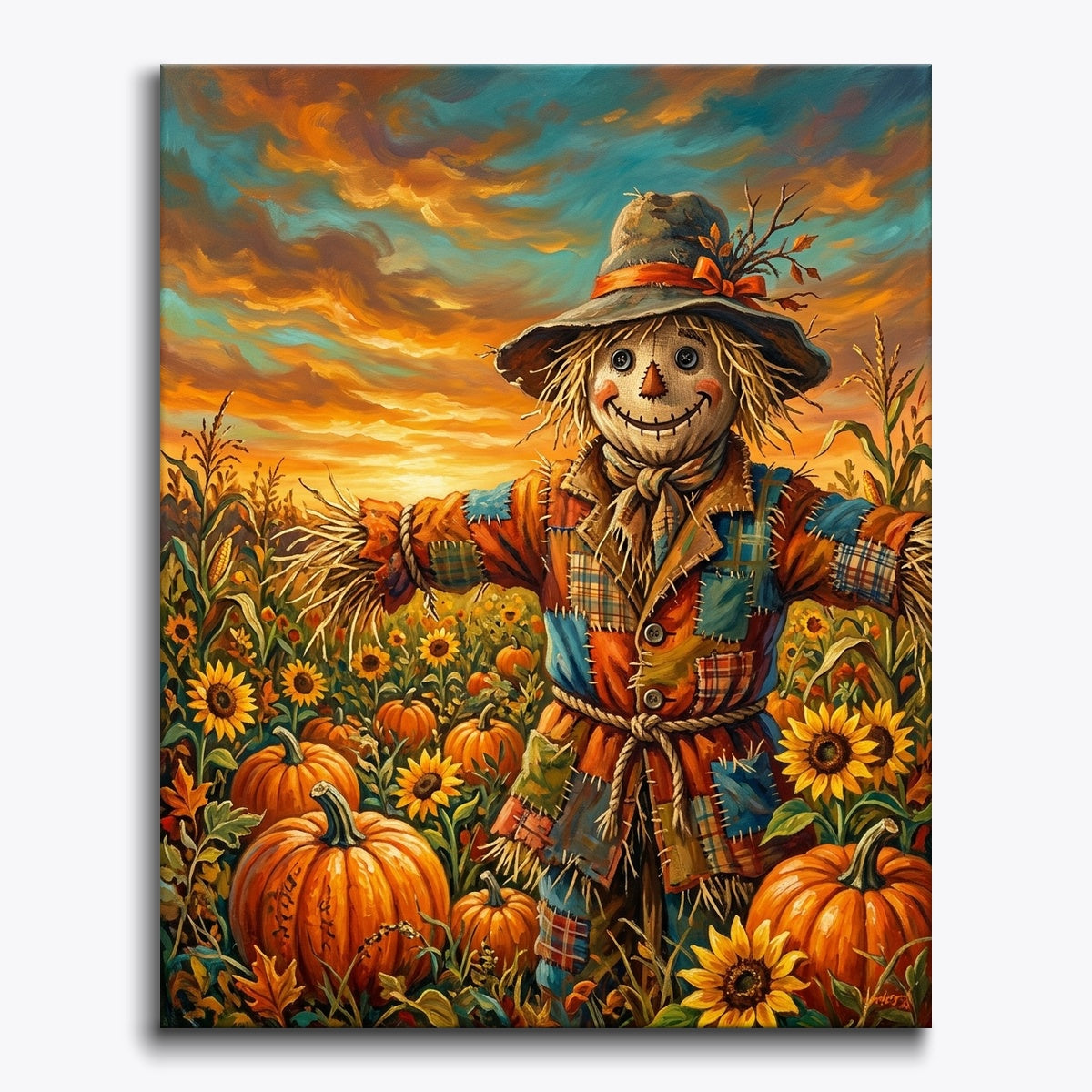 Grinning Scarecrow At Sunset