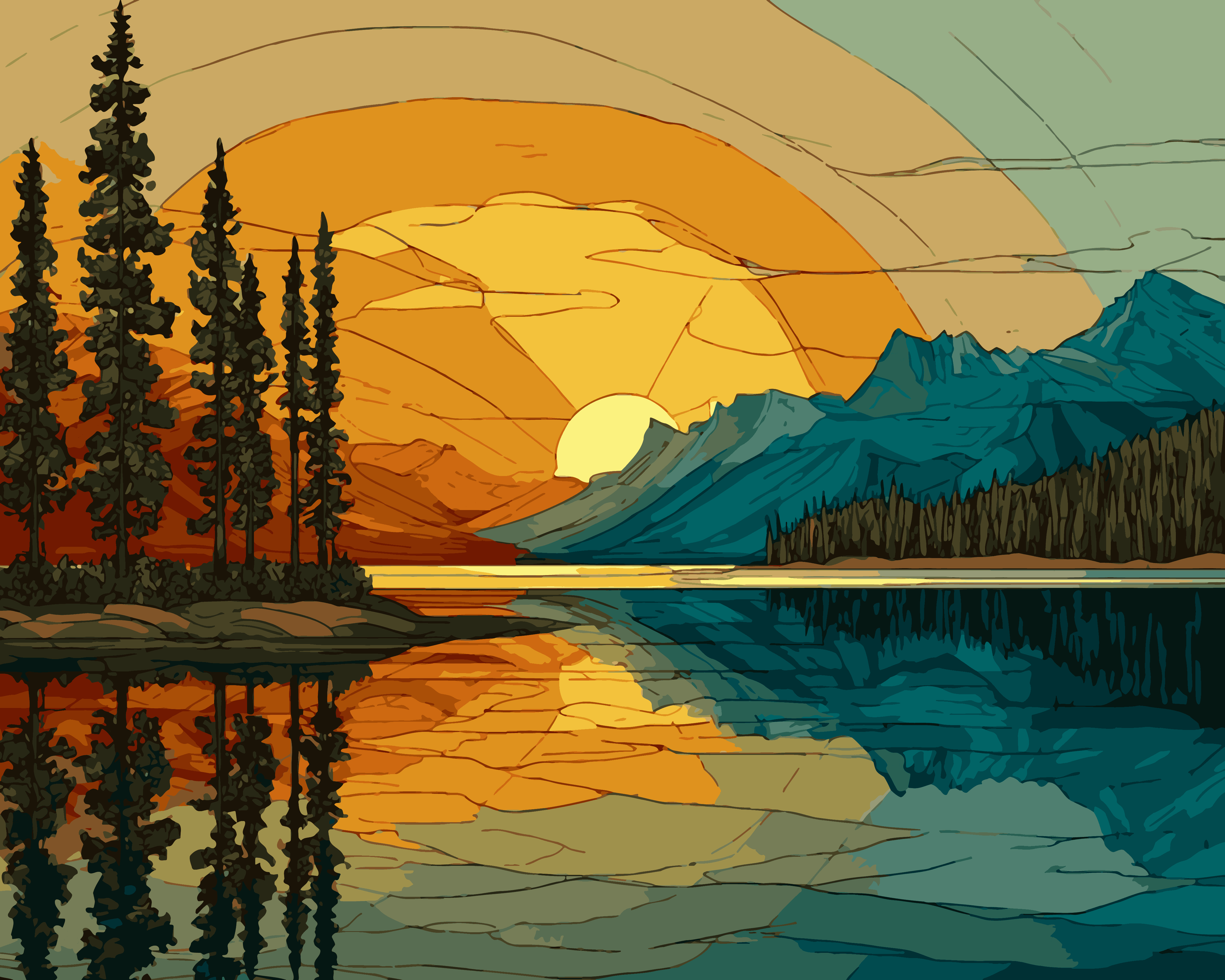 Stained Glass Sunset