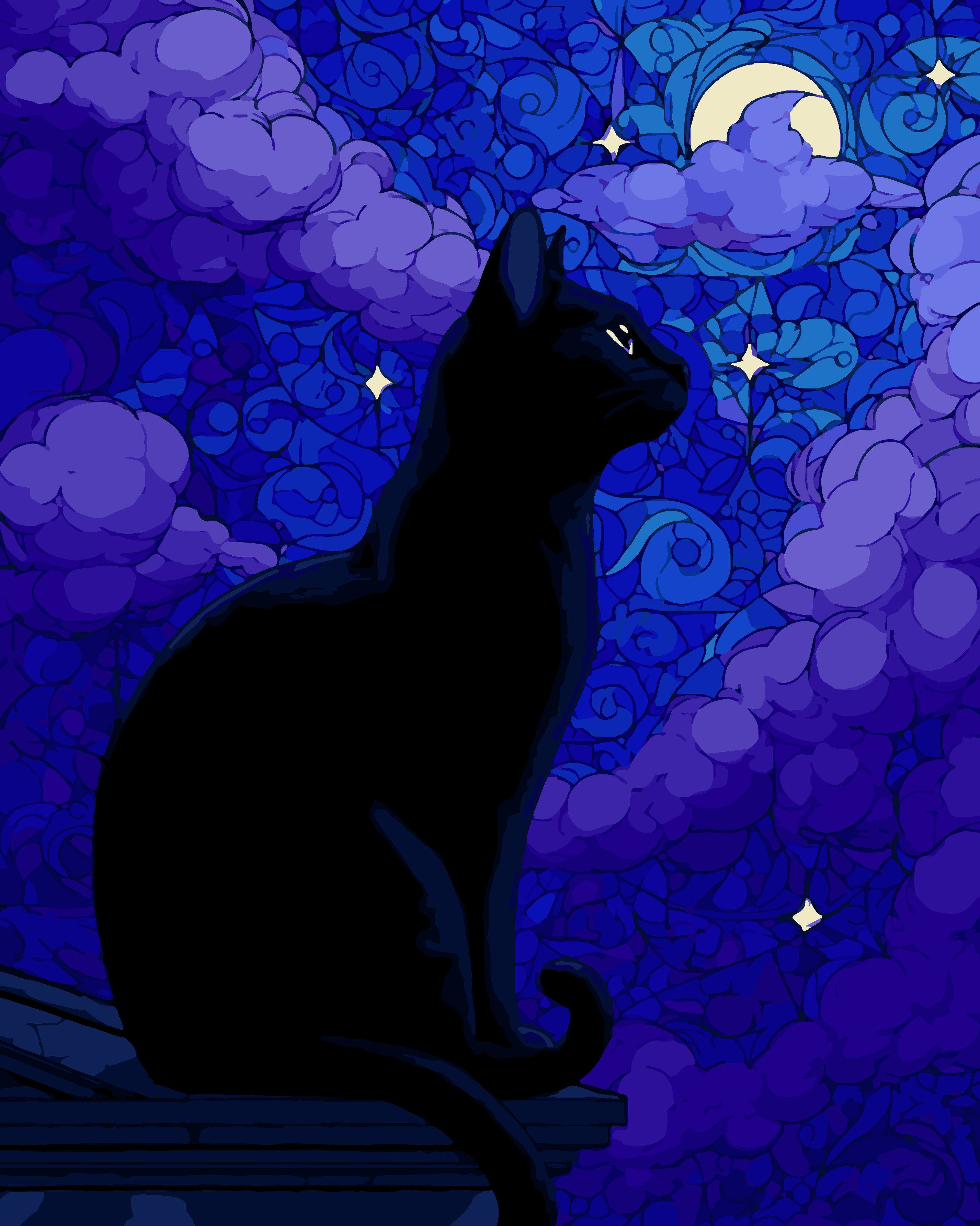 Midnight Cat Mosaic