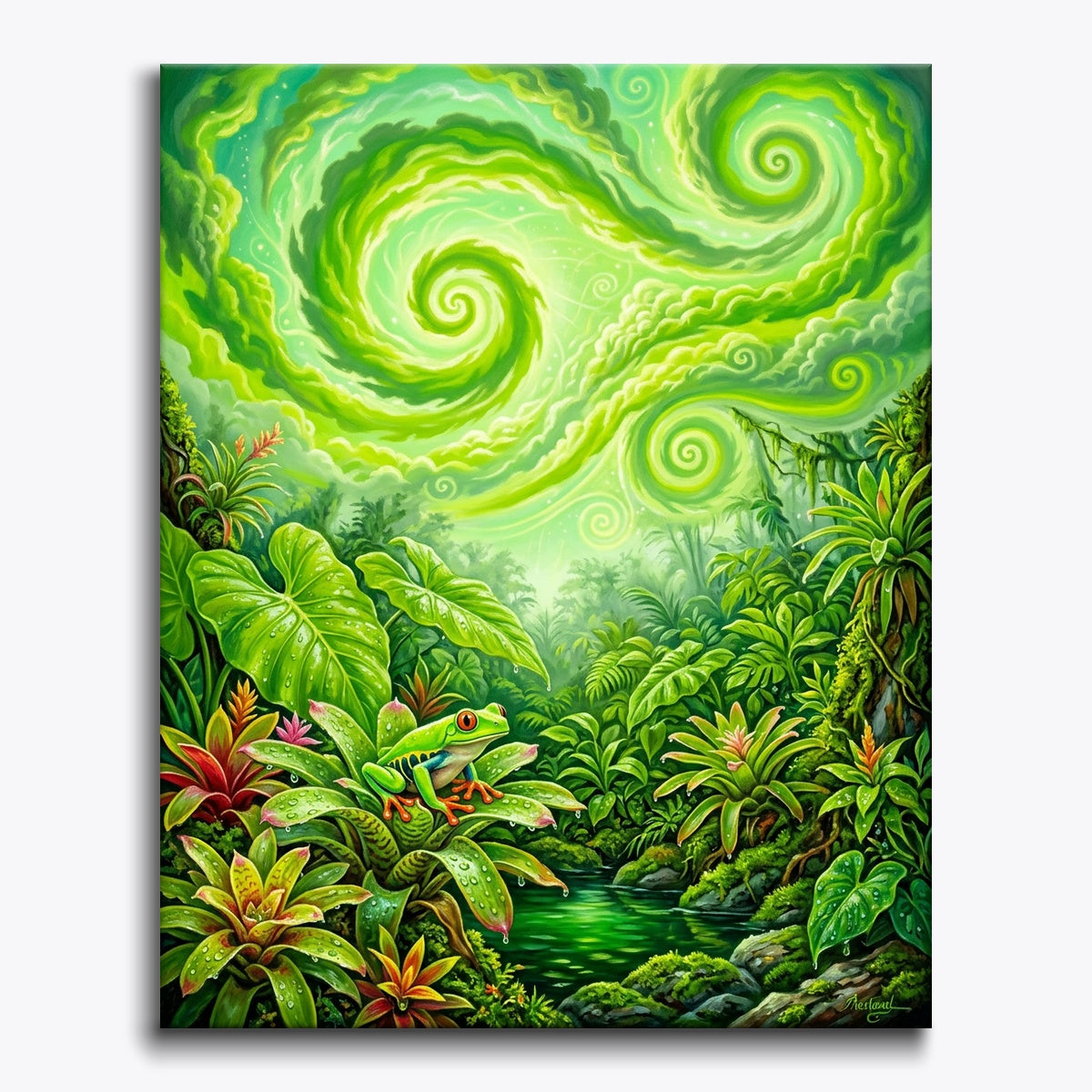 Frog Beneath the Green Spiral