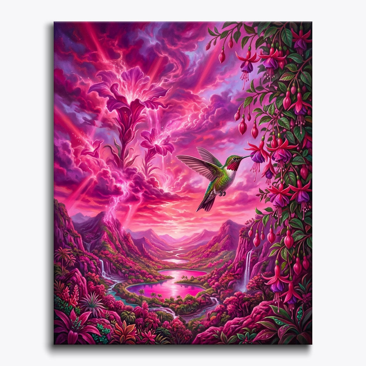 Hummingbird in Fuchsia Skies