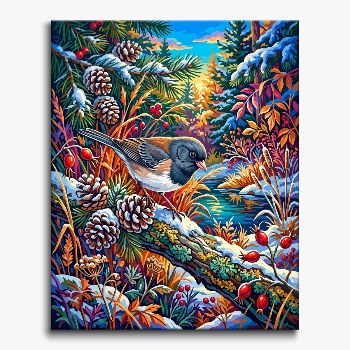 Pinecone Junco paint by numbers kit