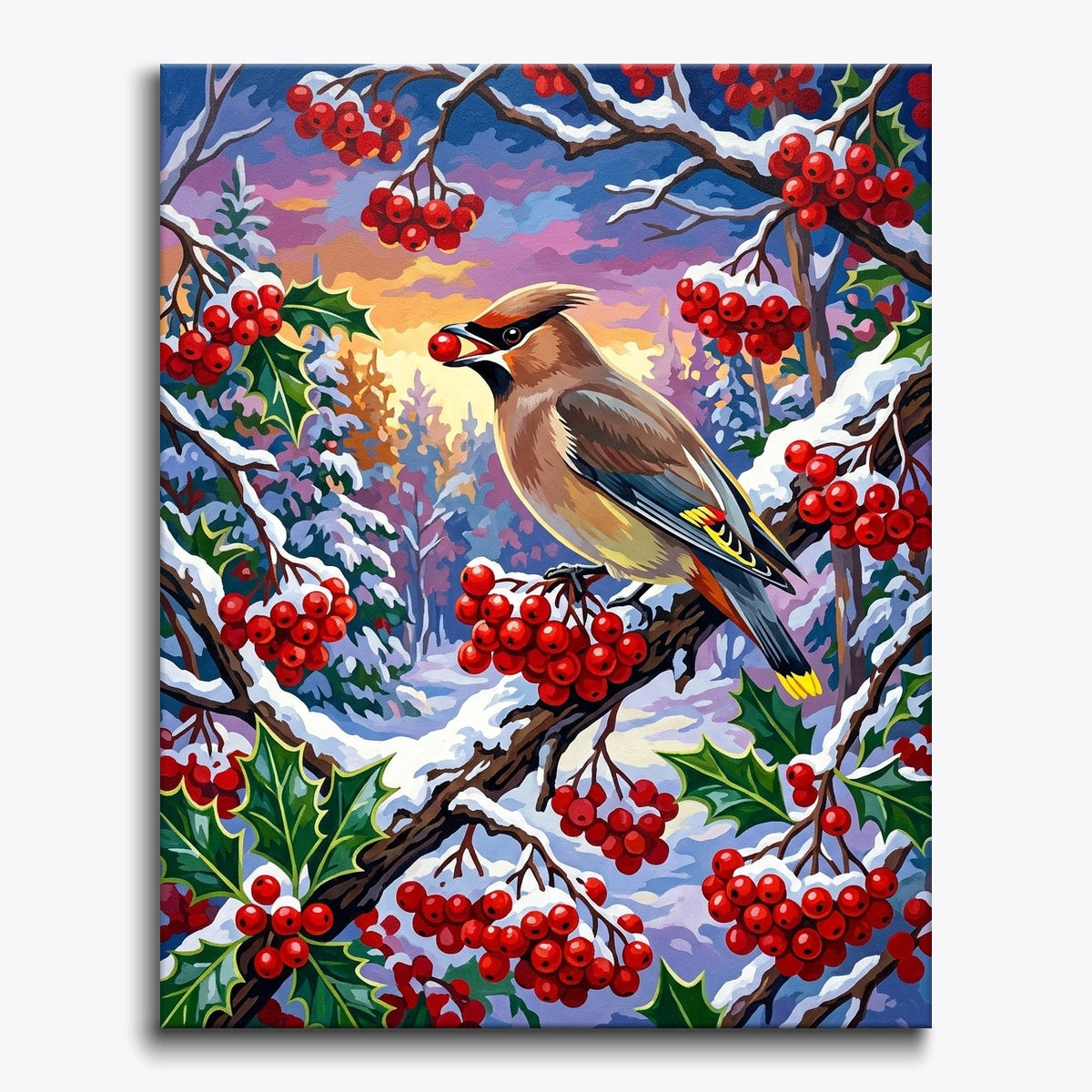 Winterberry Waxwing paint by numbers kit