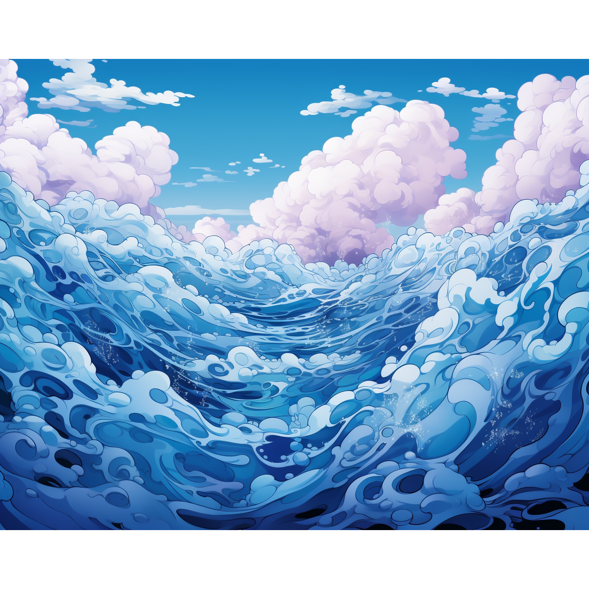 Paisagem de ondas oceânicas borbulhantes