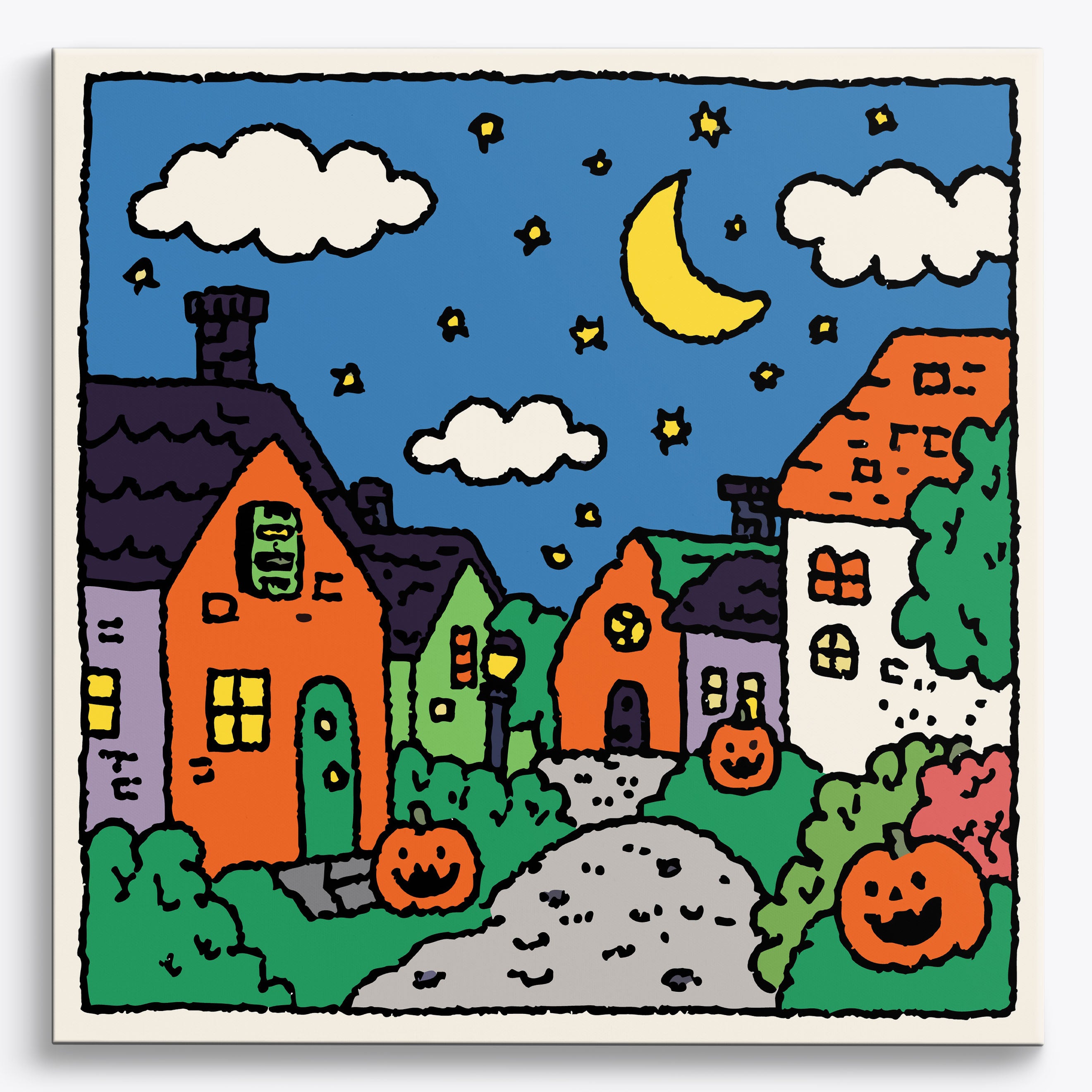Pumpkin Moon Village No Frame / 40x40cm