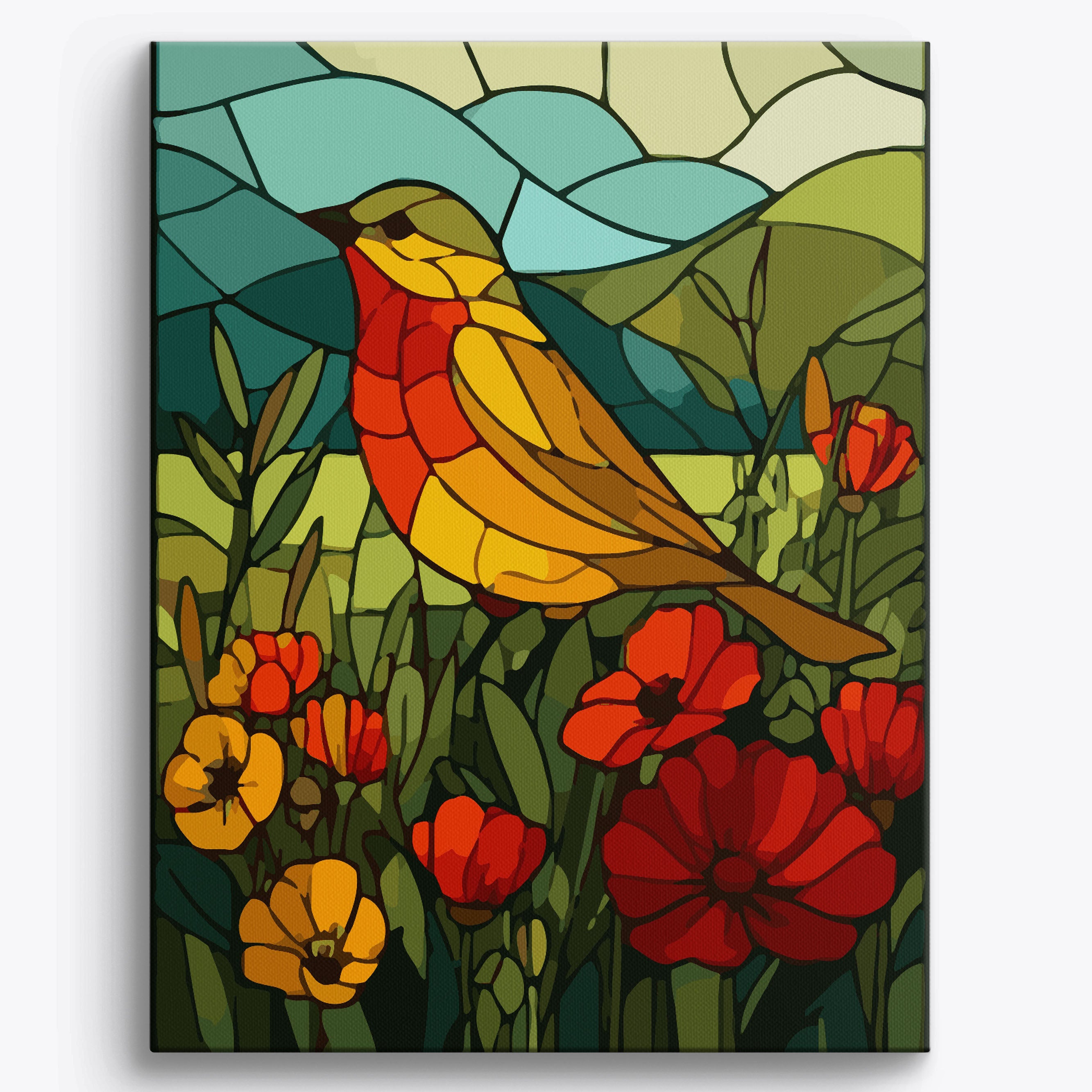 Stainedglass Bird No Frame / 40x50cm
