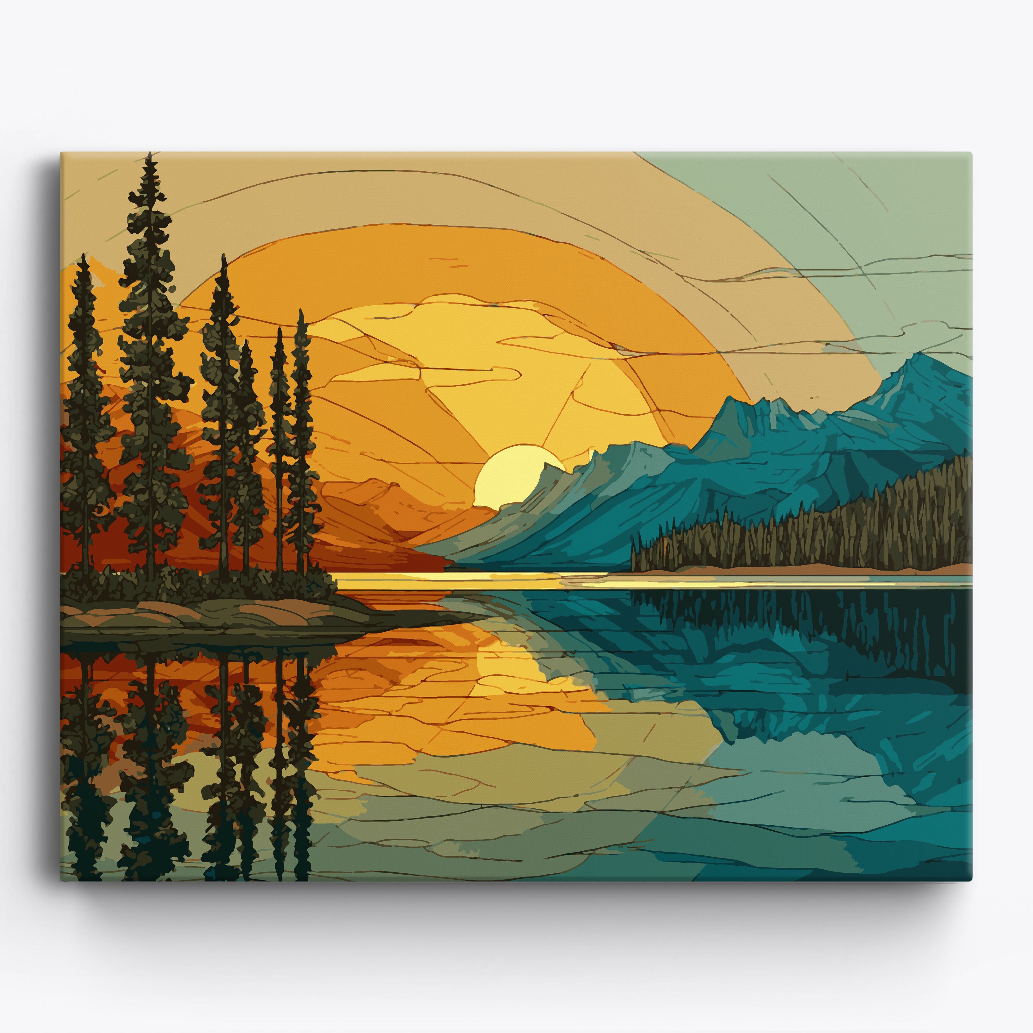 Stained Glass Sunset Framed / 50x40cm