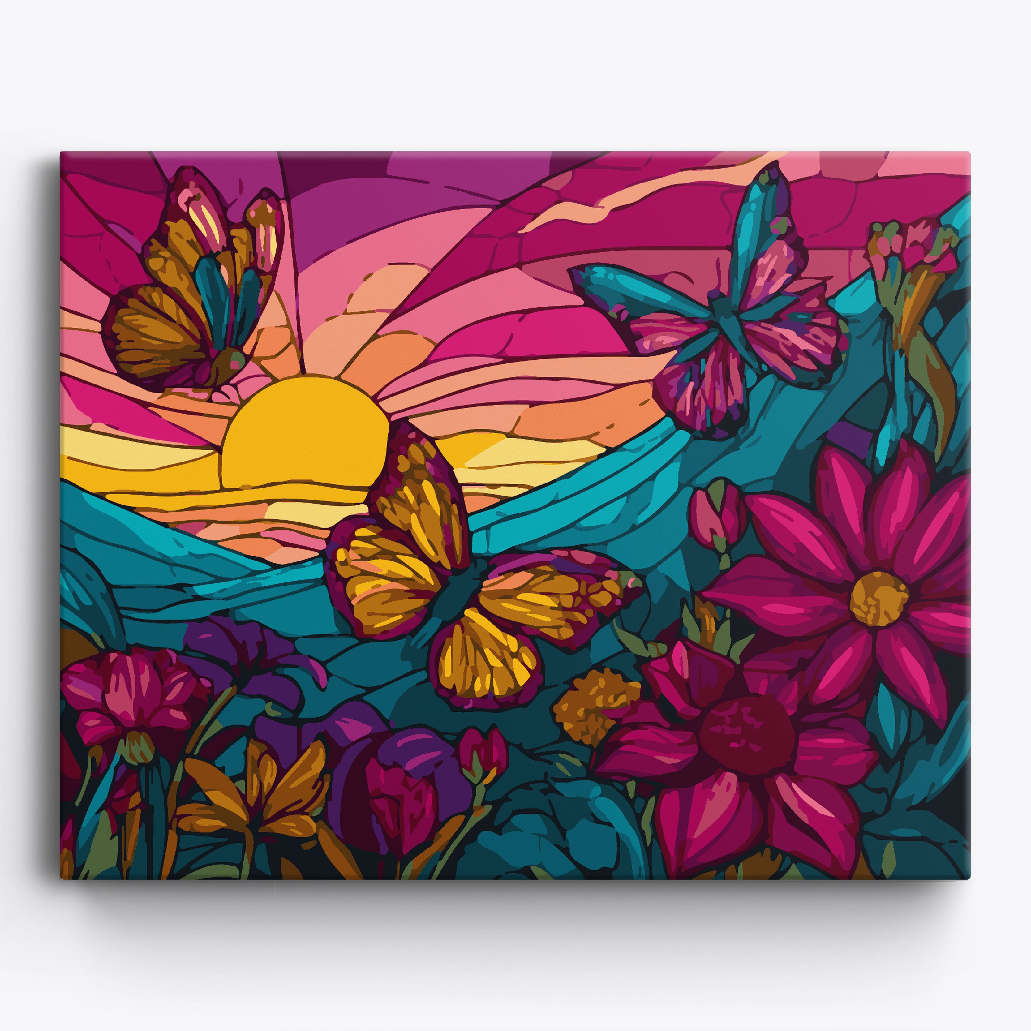Colorful Butterfly Glass No Frame / 50x40cm