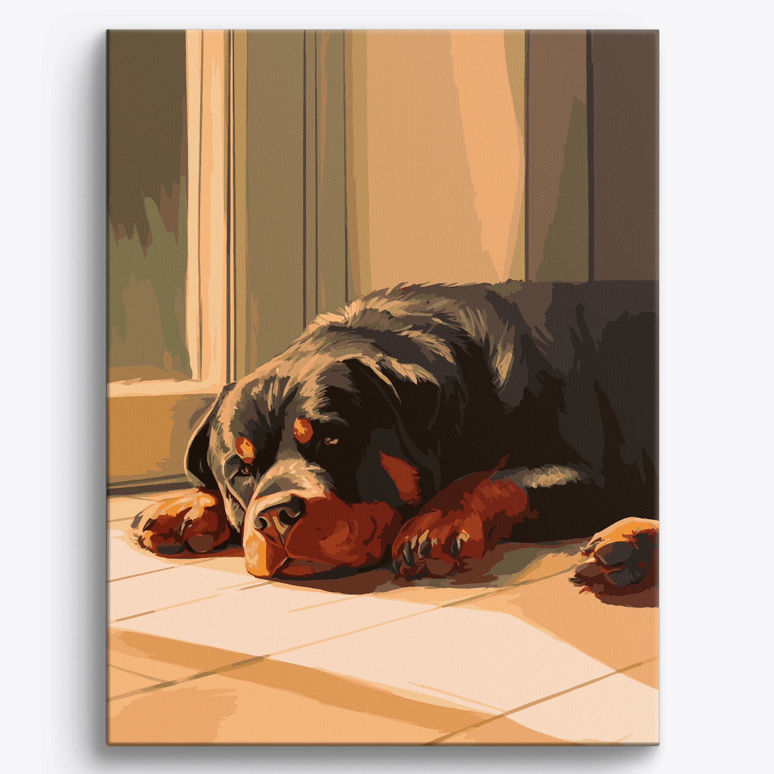 Resting Rottweiler Framed / 40x50cm