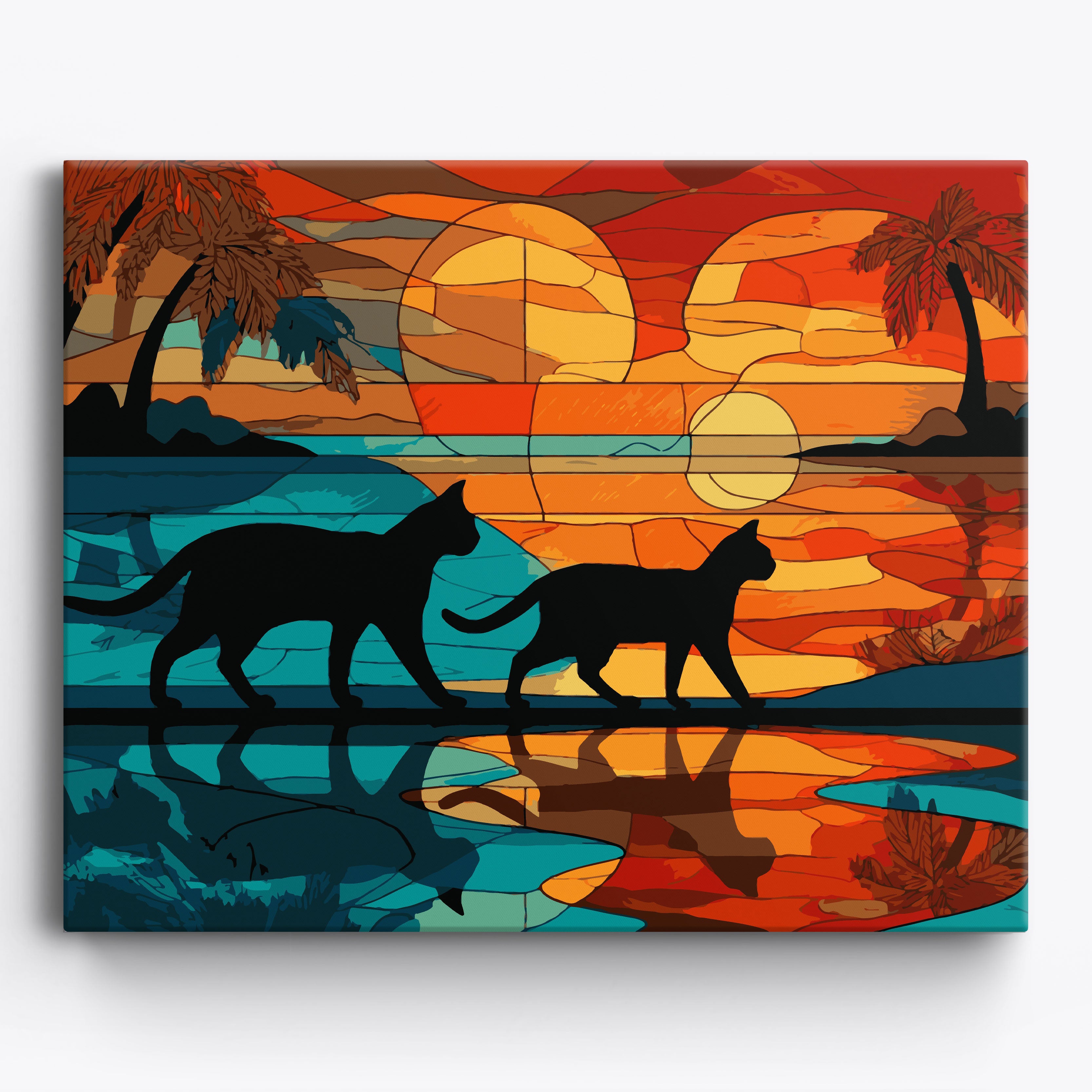 Sunset Kitten Adventure Framed / 50x40cm