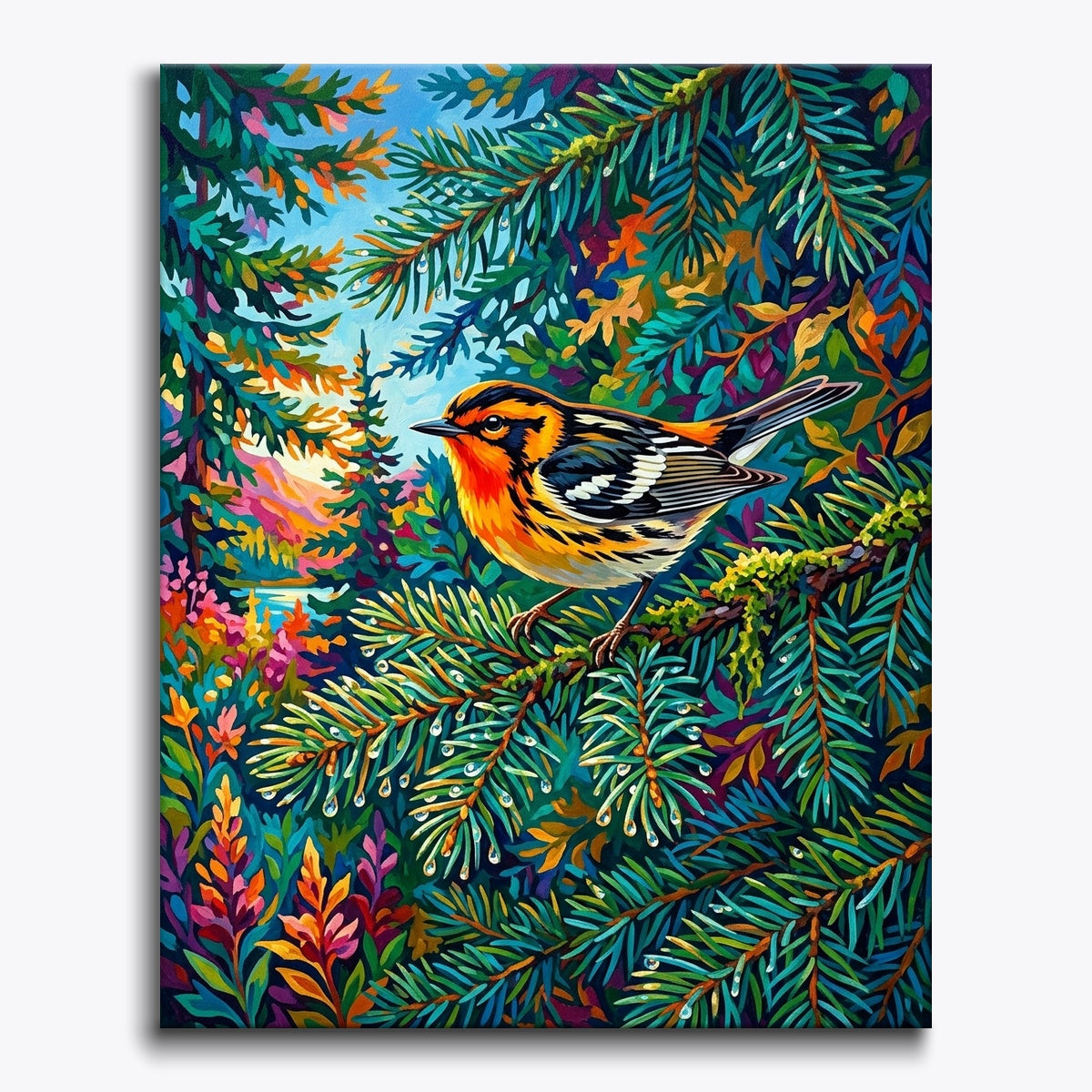 Firethroat Warbler paint by numbers kit