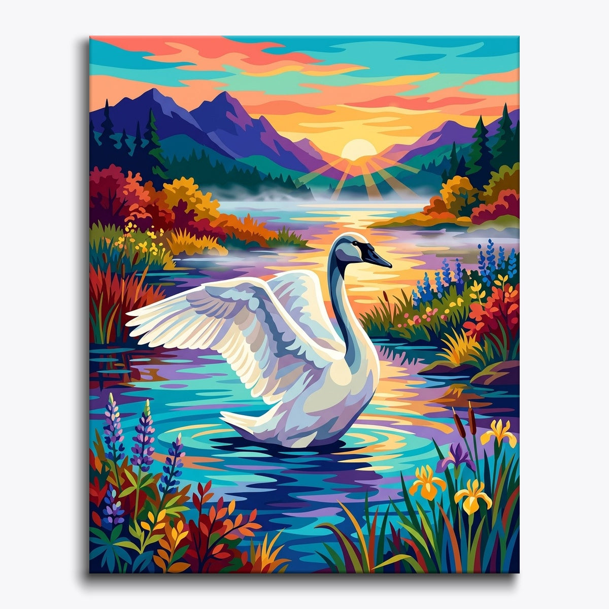 Misty Trumpeter Swan paint by numbers kit