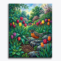 Rain Garden Robin paint by numbers kit