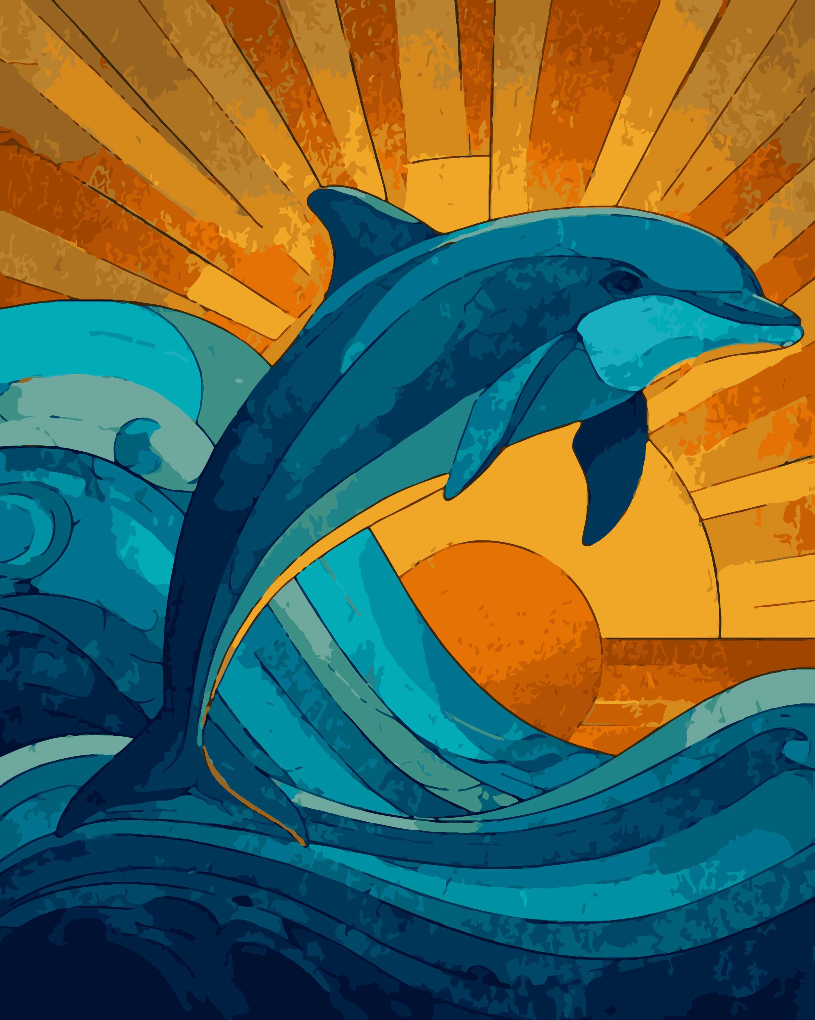 Glass Sunset Dolphin