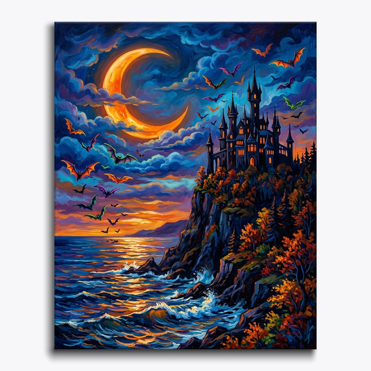 Silhouetted Castle Above Autumn Sea