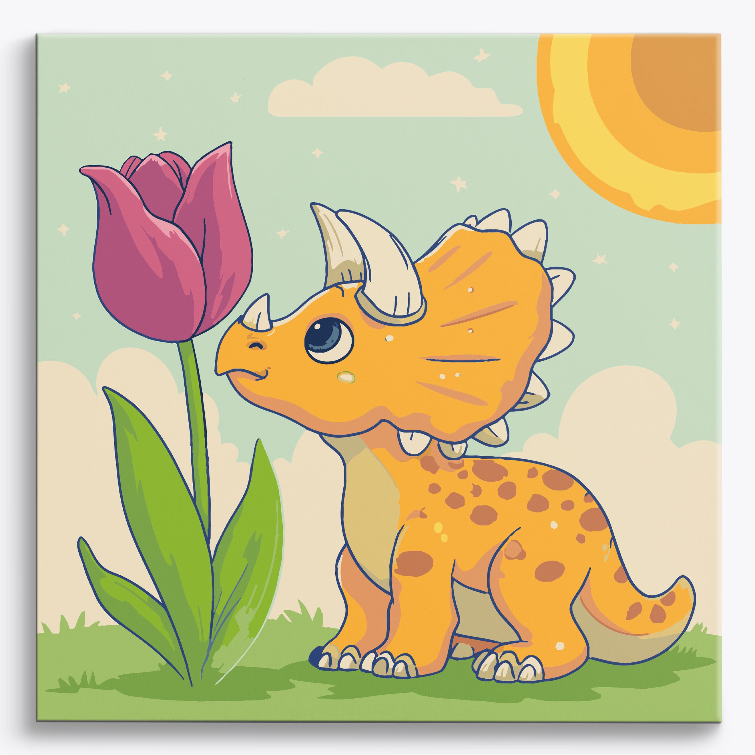 Magenta Triceratops No Frame / 40x40cm