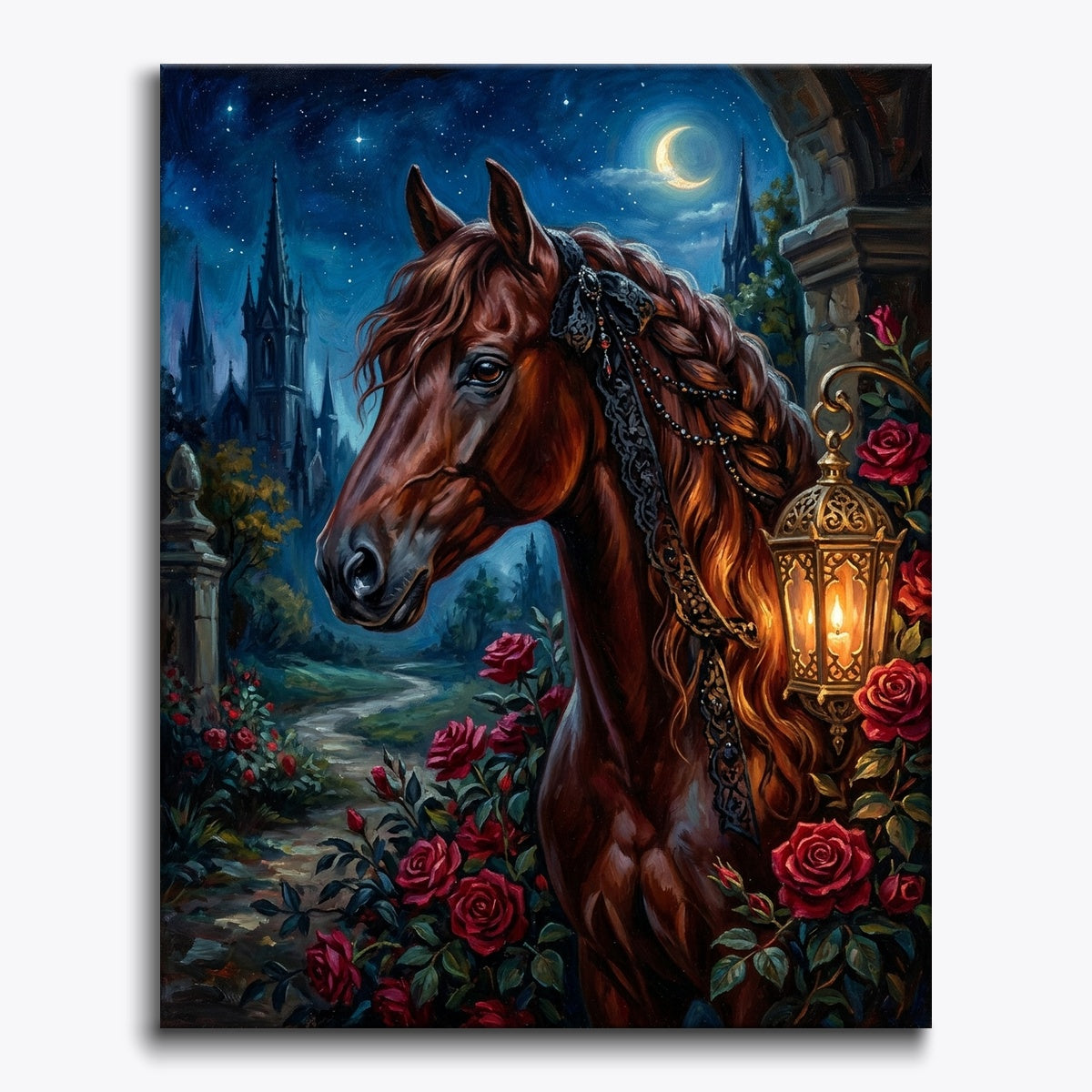 Chestnut Horse With Lace Ribbon