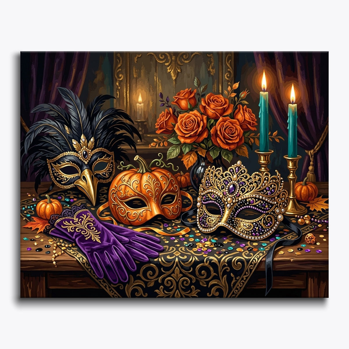 Elegant Masks On Festive Table