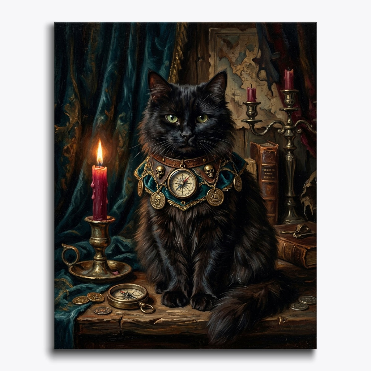 Pirate Cat With Candlelight Treasure
