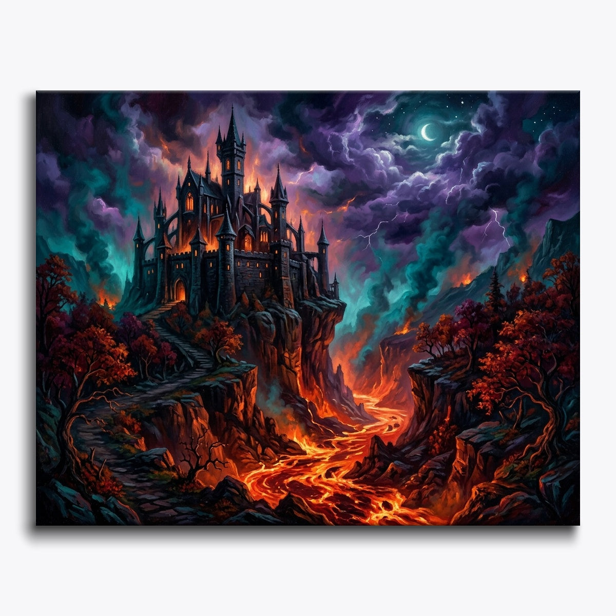 Castle Above Glowing Lava River