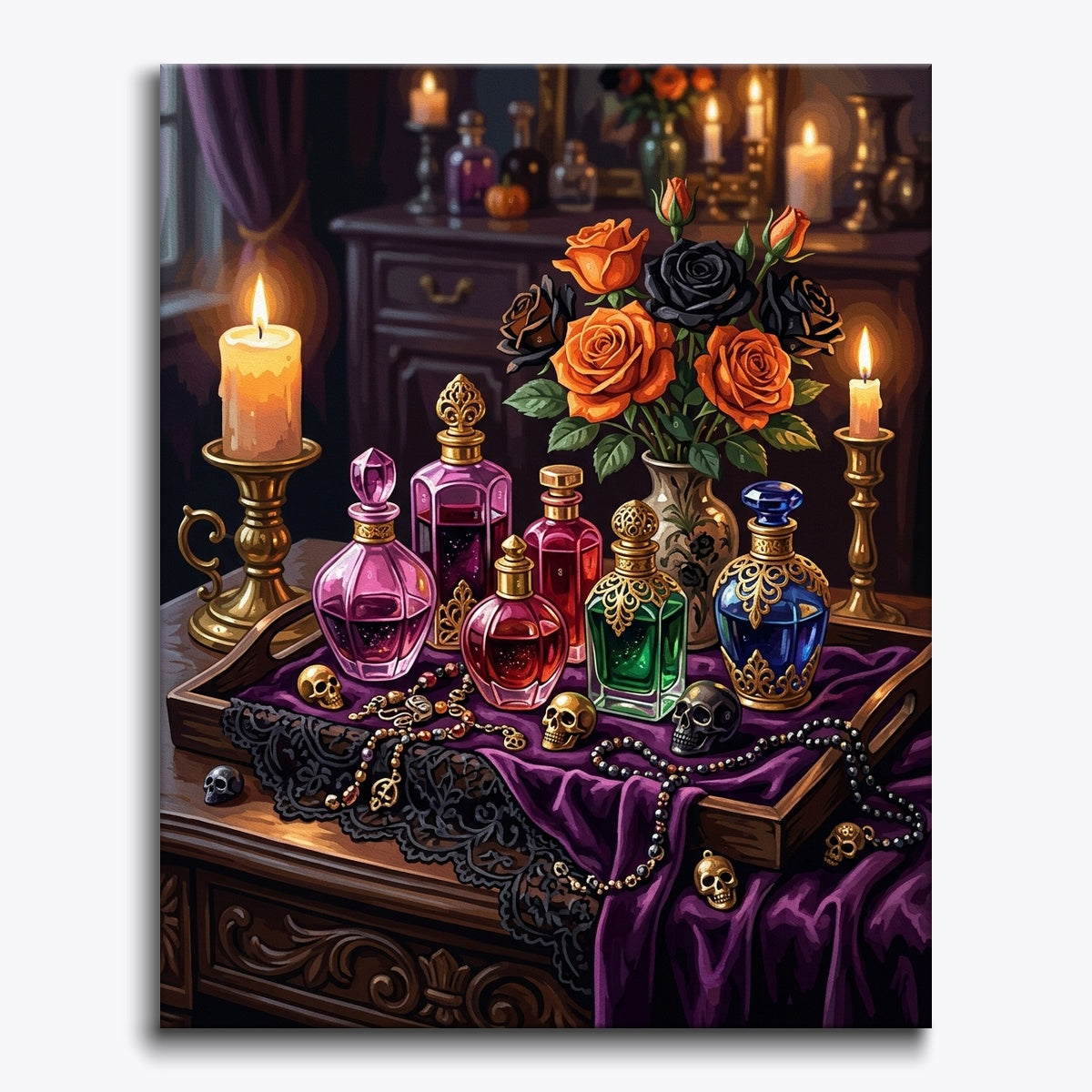 Ornate Tray Of Halloween Potions