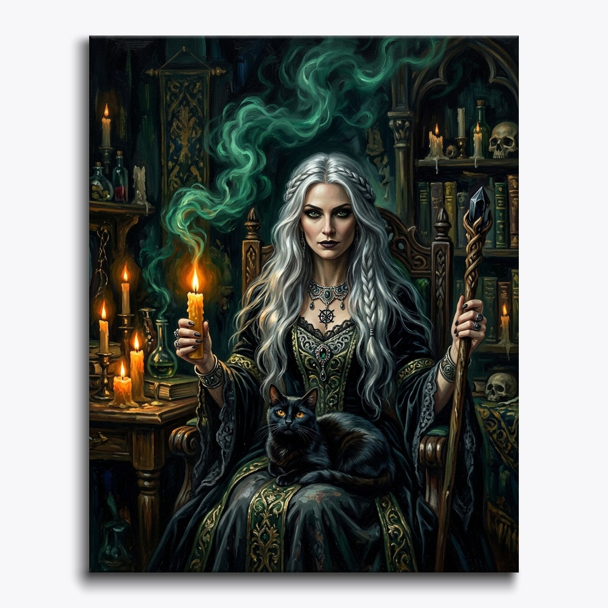Silver-Haired Witch With Cat
