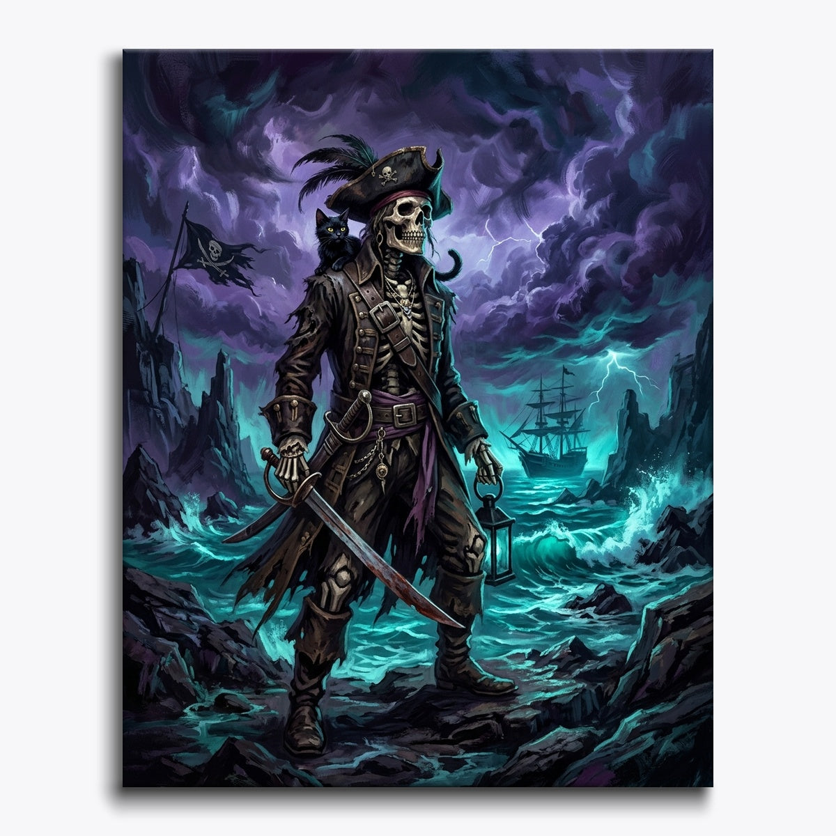 Skeleton Pirate With Black Cat