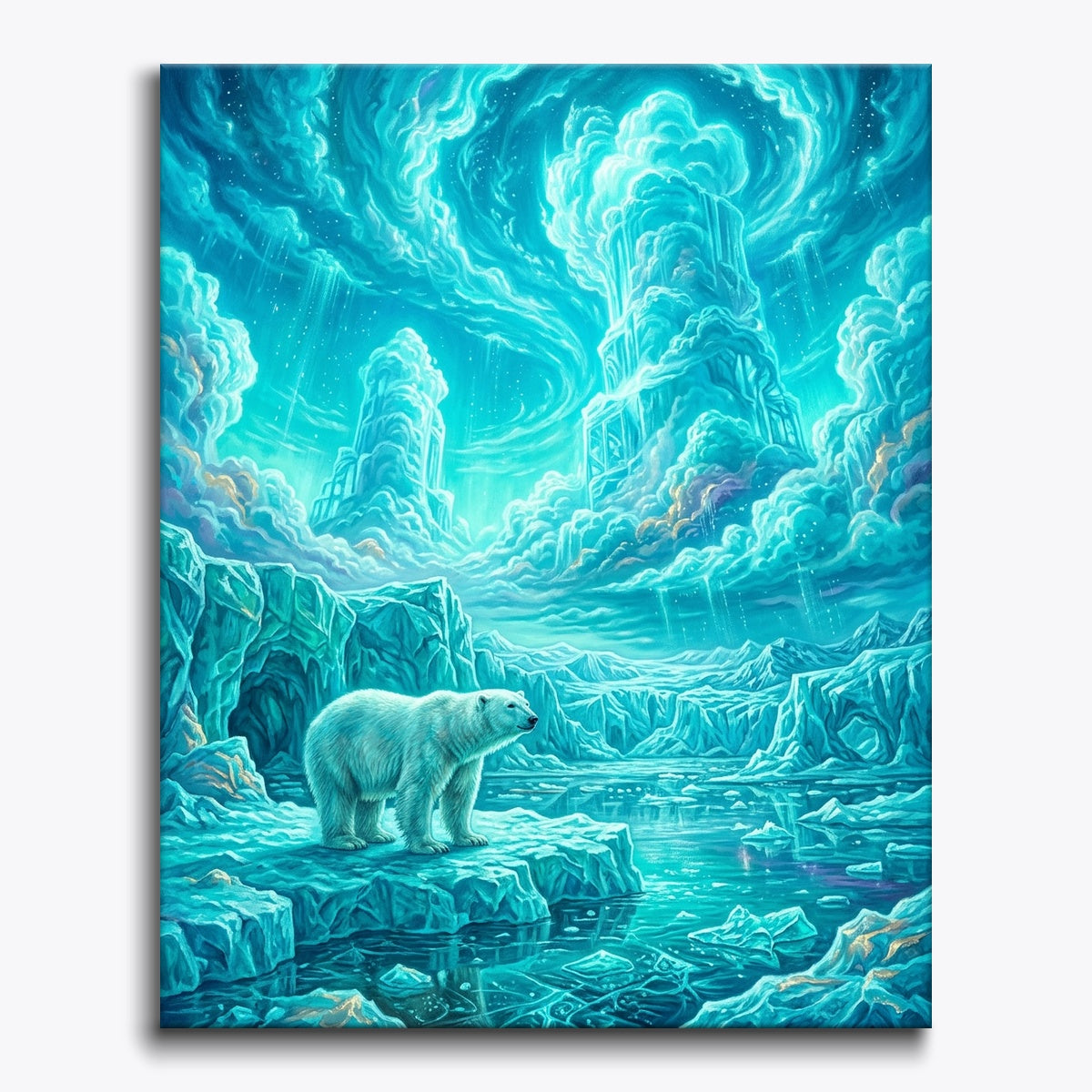 Polar Bear Under Turquoise Skies
